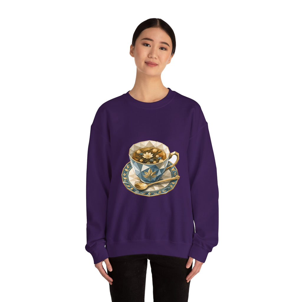 Matching Couple Sweatshirt - Coffee & Tea Matching Couple Premium Fleece Sweatshirt Geometric Art His Hers Love Gift - Design B