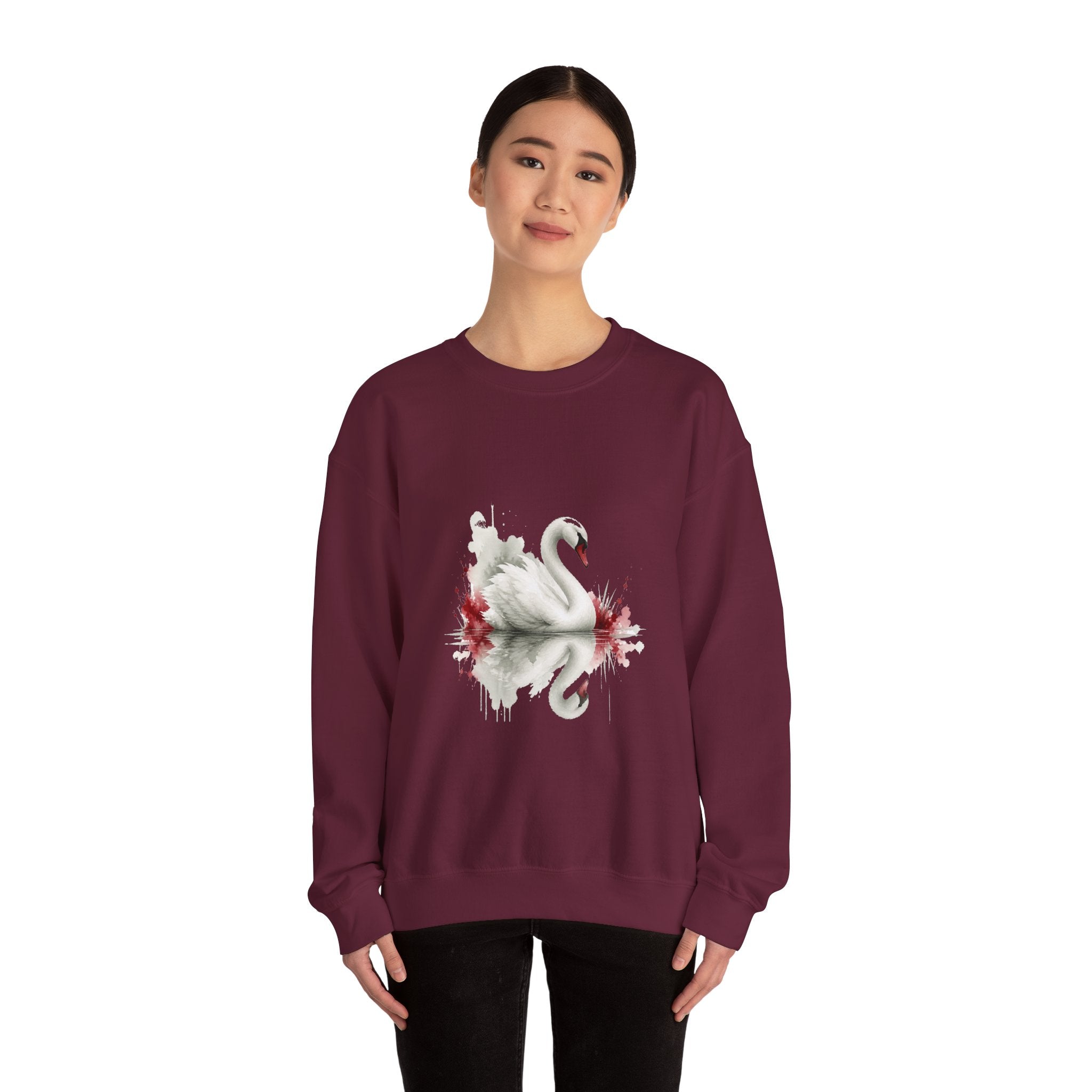 Matching Couple Sweatshirt - Raven & Swan Matching Couple Comfort Colors Crew Watercolor Art His Hers Birthday Gift - Design B