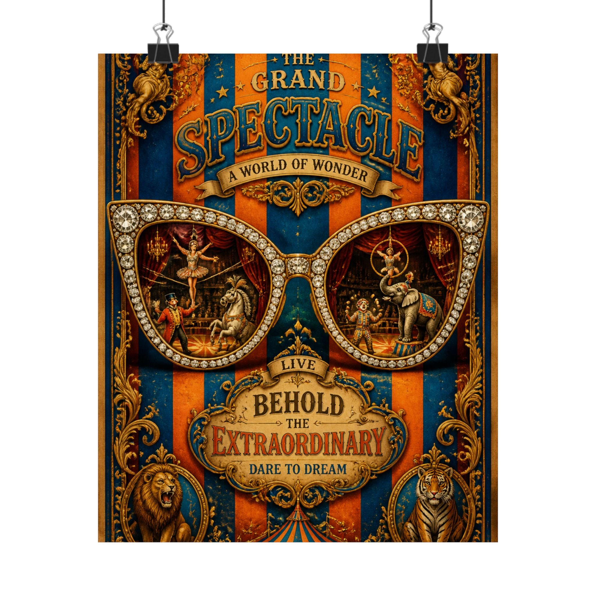 Sunglasses Circus Ring Wall Art Poster 24×36 Baroque Studio Decor Maximalist Print
