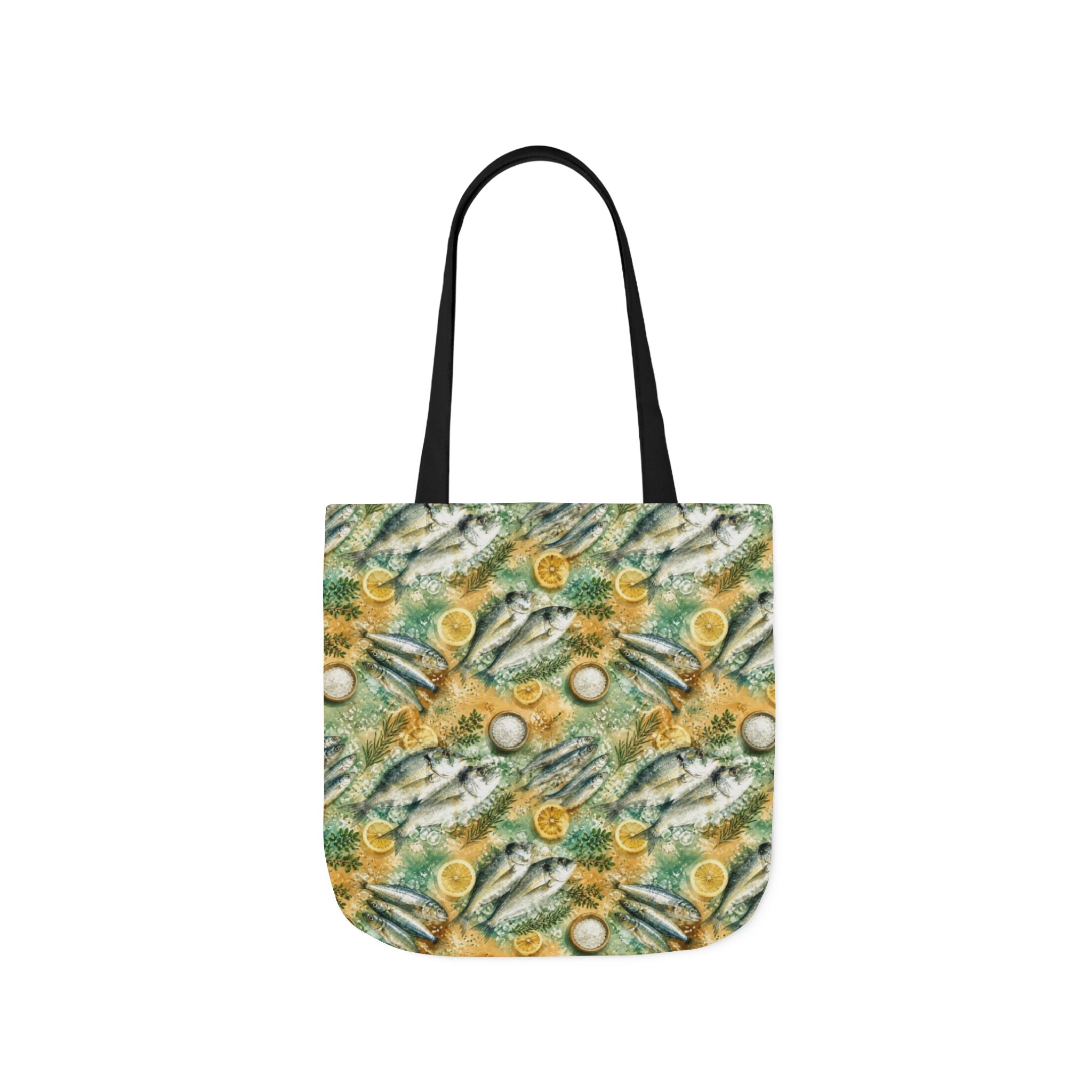 Mediterranean Fish Canvas Tote Bag Mediterranean Kitchen Watercolor Splash Design Italian Cottagecore Gift