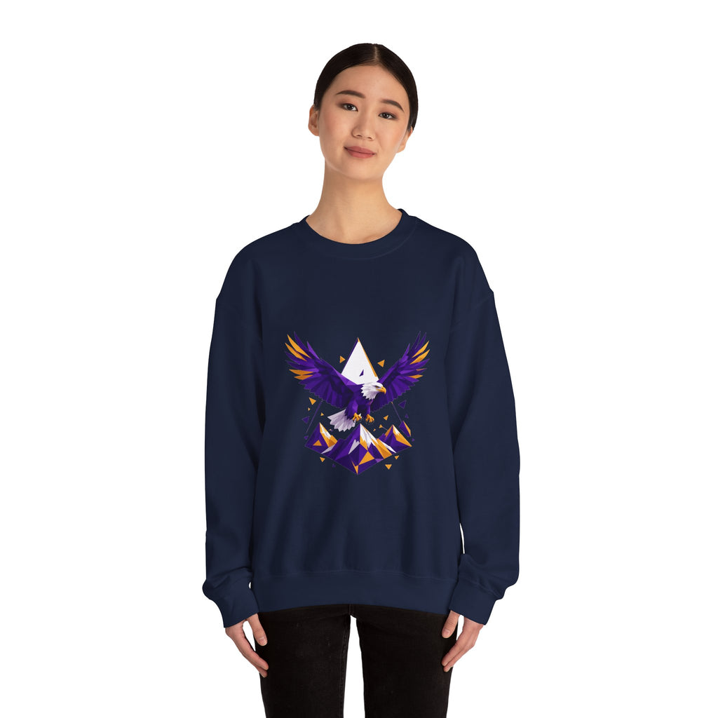 Matching Couple Sweatshirt - Eagle & Whale Matching Couple Premium Fleece Sweatshirt Geometric Art His Hers Love Gift - Design A