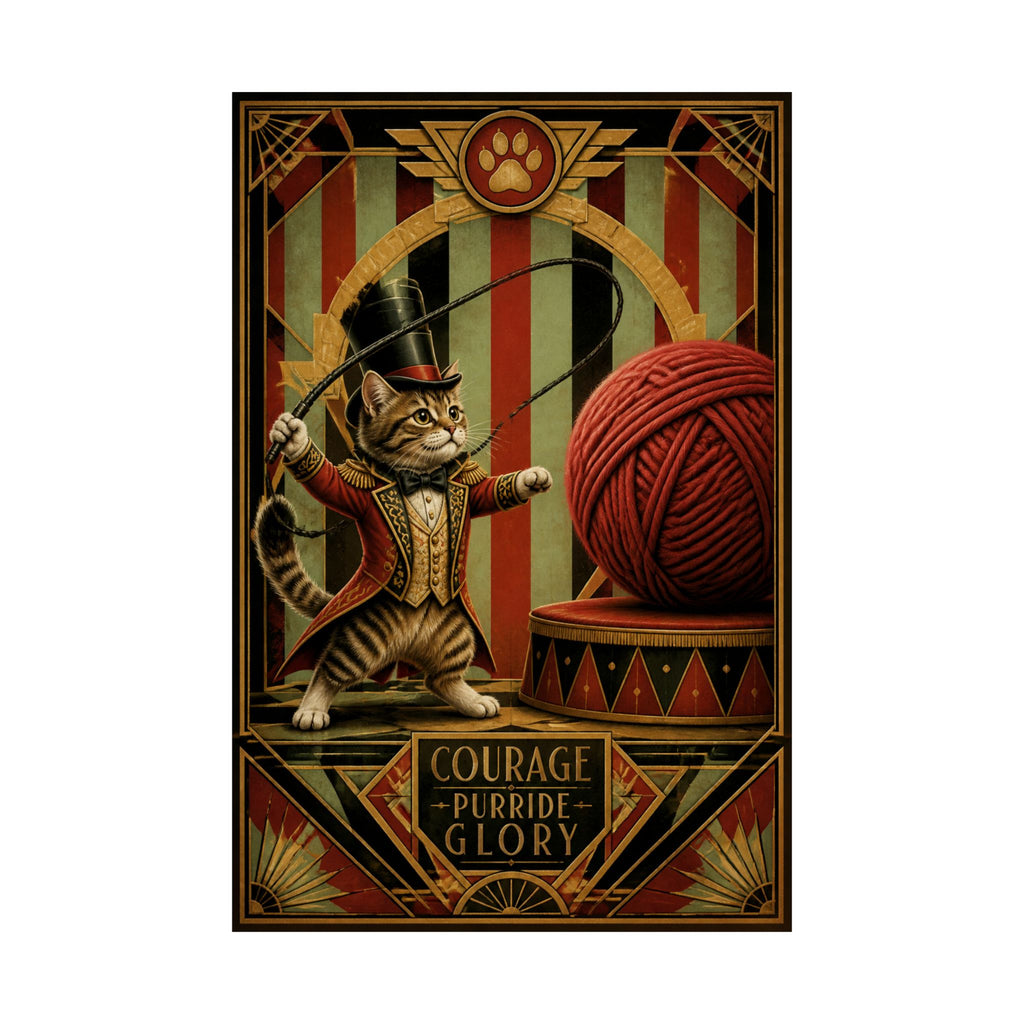 Cat Lion Tamer Wall Art Poster 18×24 Art Deco Entryway Decor Maximalist Print