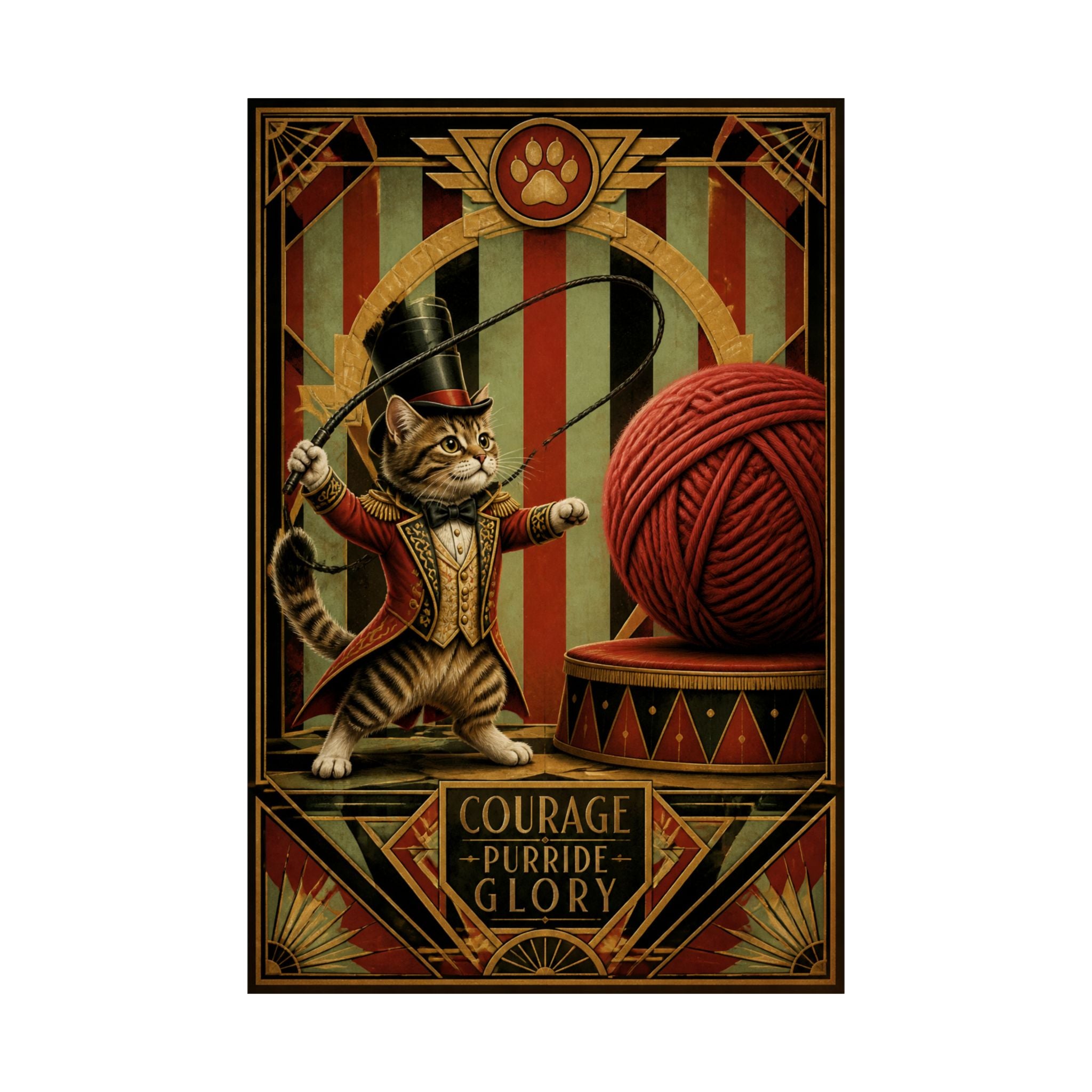 Cat Lion Tamer Wall Art Poster 18×24 Art Deco Entryway Decor Maximalist Print