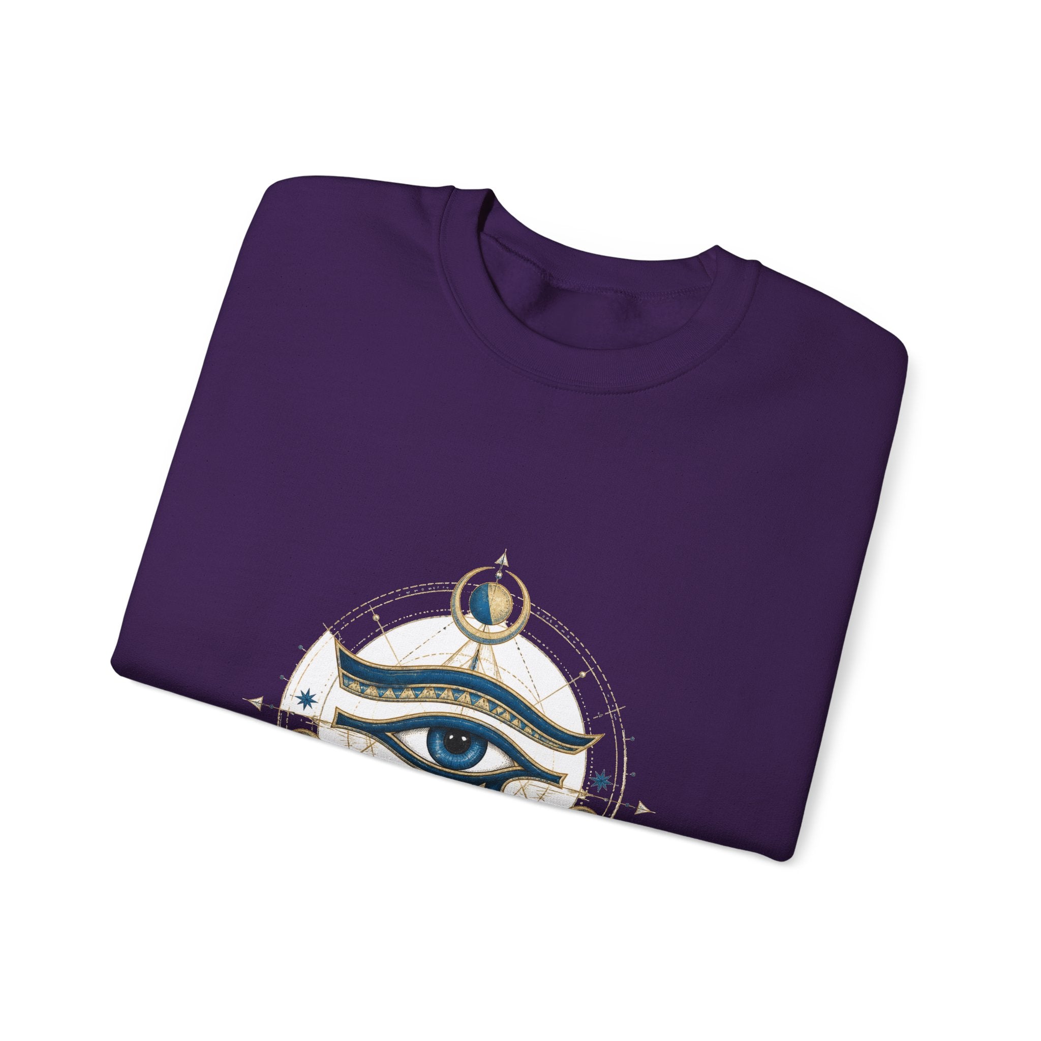 Matching Couple Sweatshirt - Eye of Ra & Horus Matching Couple Comfort Colors Crew Hand-Drawn Art His Hers Anniversary Gift - Design B
