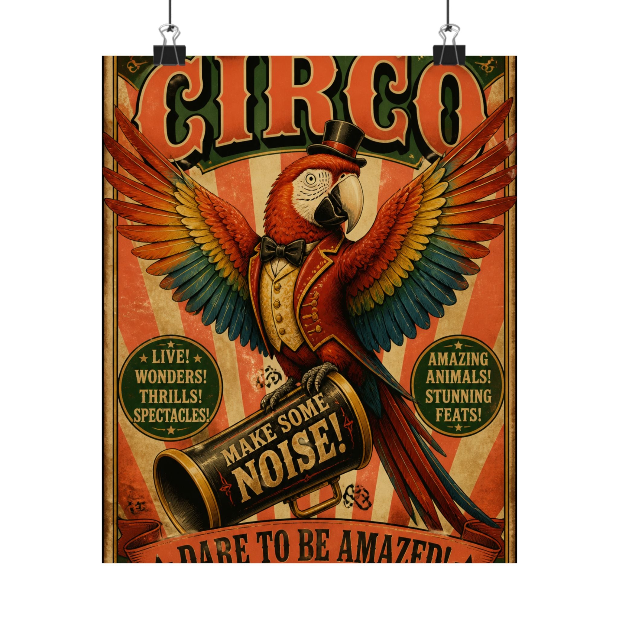 Parrot Ringmaster Wall Art Poster 18×24 Vintage Circus Kitchen Decor Maximalist Print