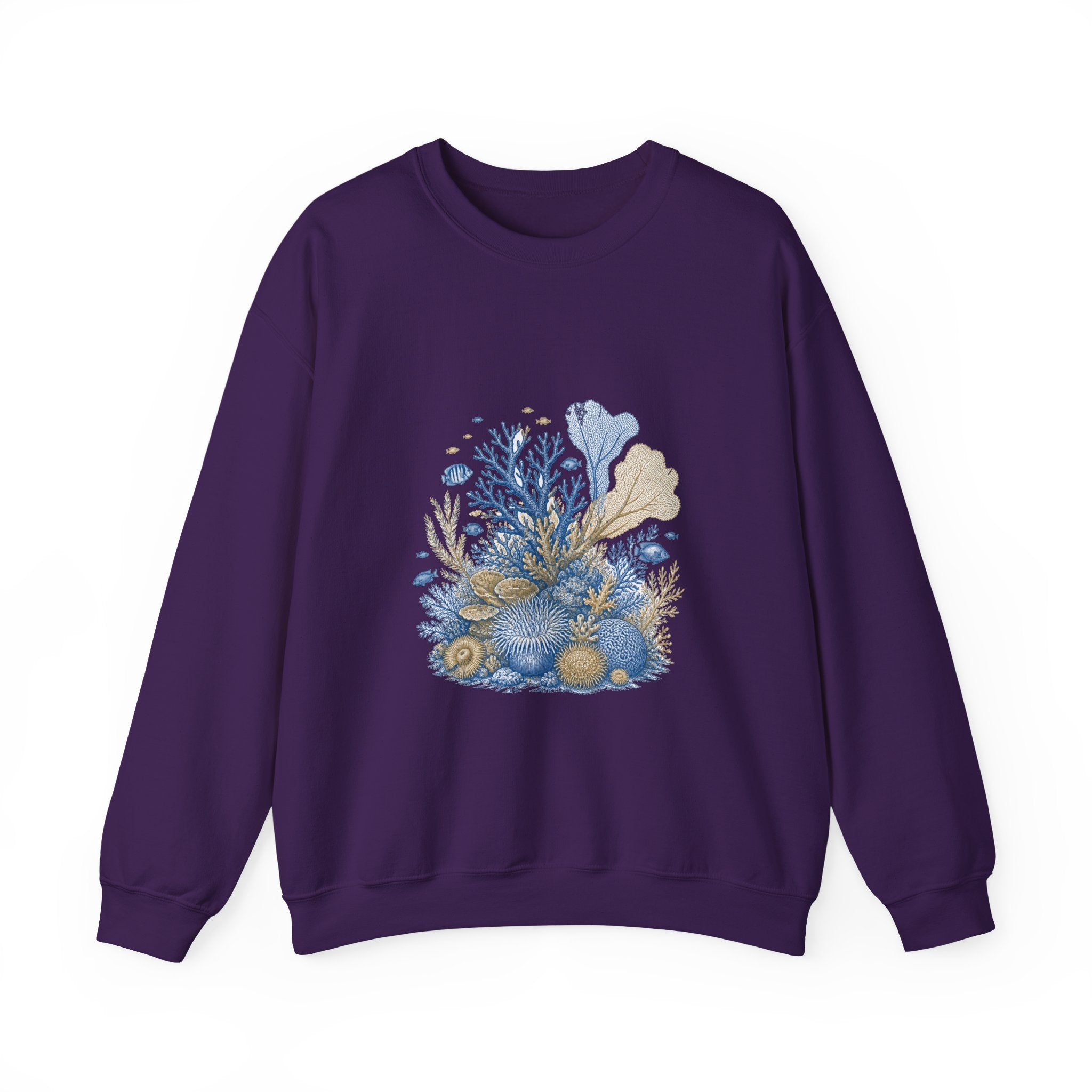Matching Couple Sweatshirt - Coral Reef & Deep Sea Matching Couple Crewneck Sweatshirt Vintage Art His Hers Wedding Gift - Design A