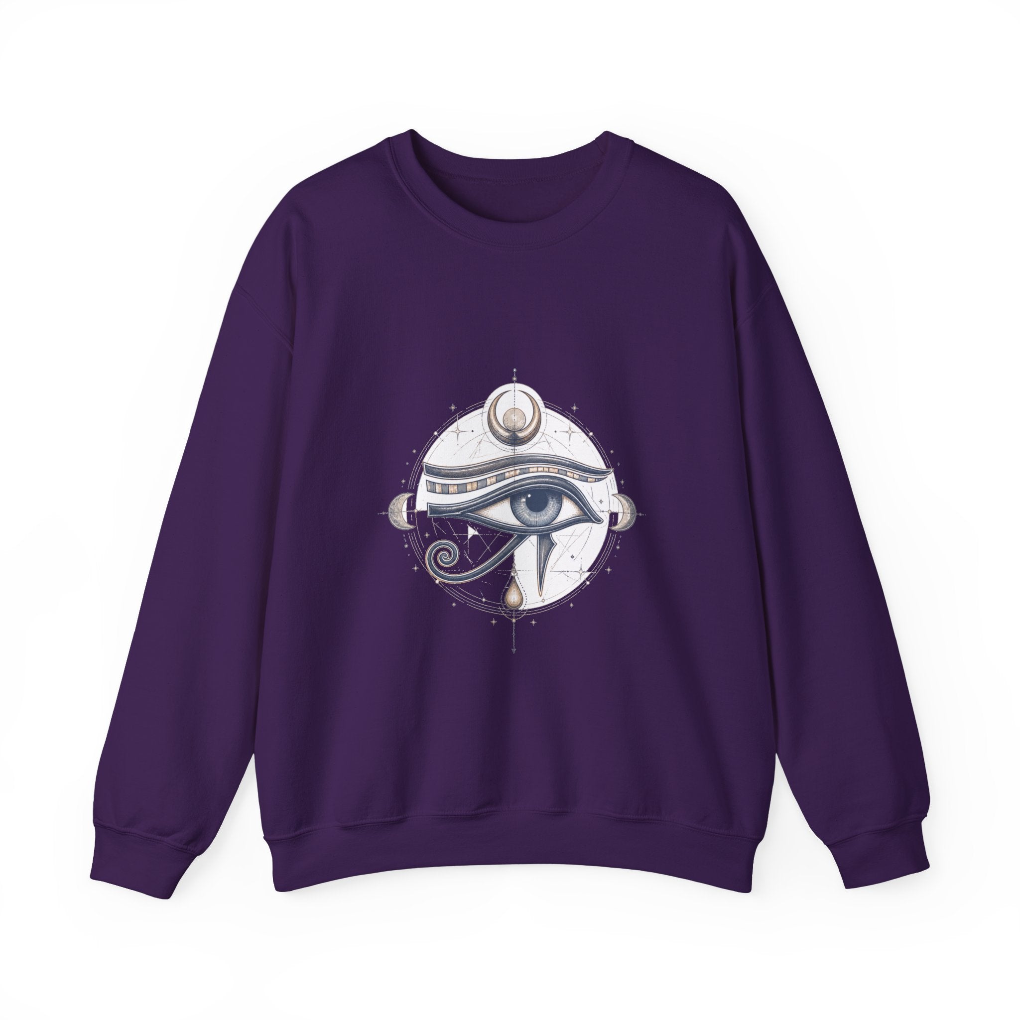 Matching Couple Sweatshirt - Eye of Ra & Horus Matching Couple Crewneck Sweatshirt Hand-Drawn Art His Hers Best Friend Gift - Design B
