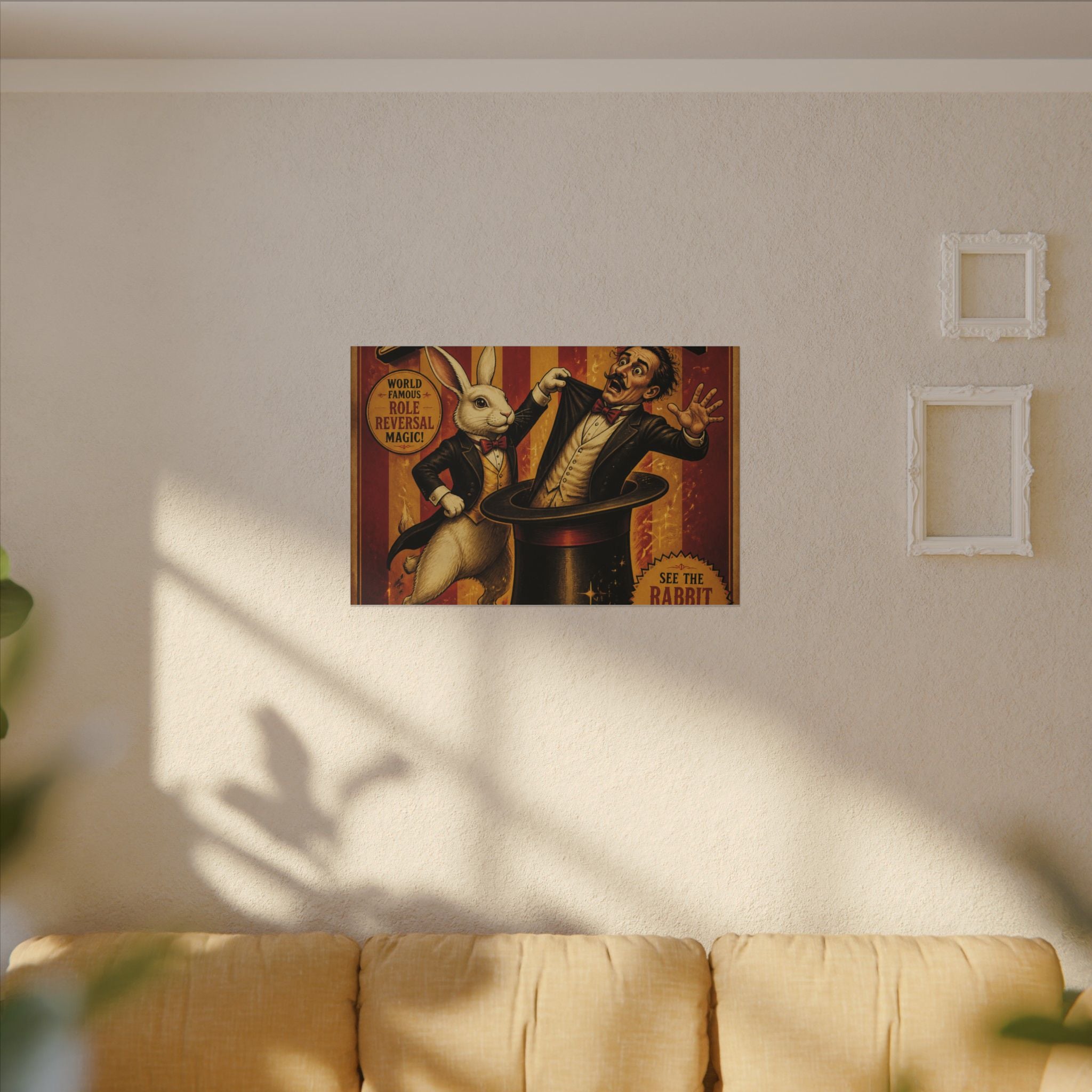 Magic Hat Rabbit Wall Art Canvas 24×36 Vintage Circus Bedroom Decor Maximalist Print
