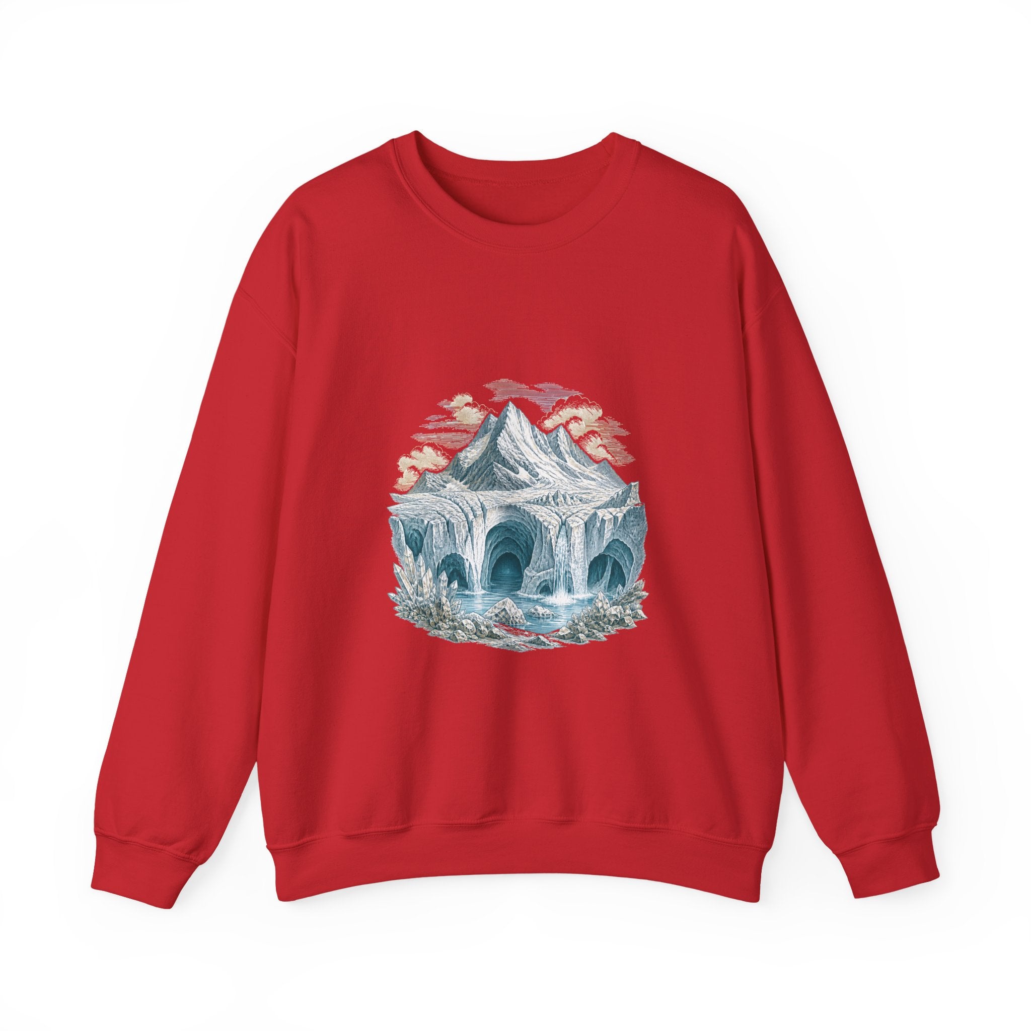Matching Couple Sweatshirt - Volcano & Glacier Matching Couple Premium Fleece Sweatshirt Vintage Art His Hers Honeymoon Gift - Design B