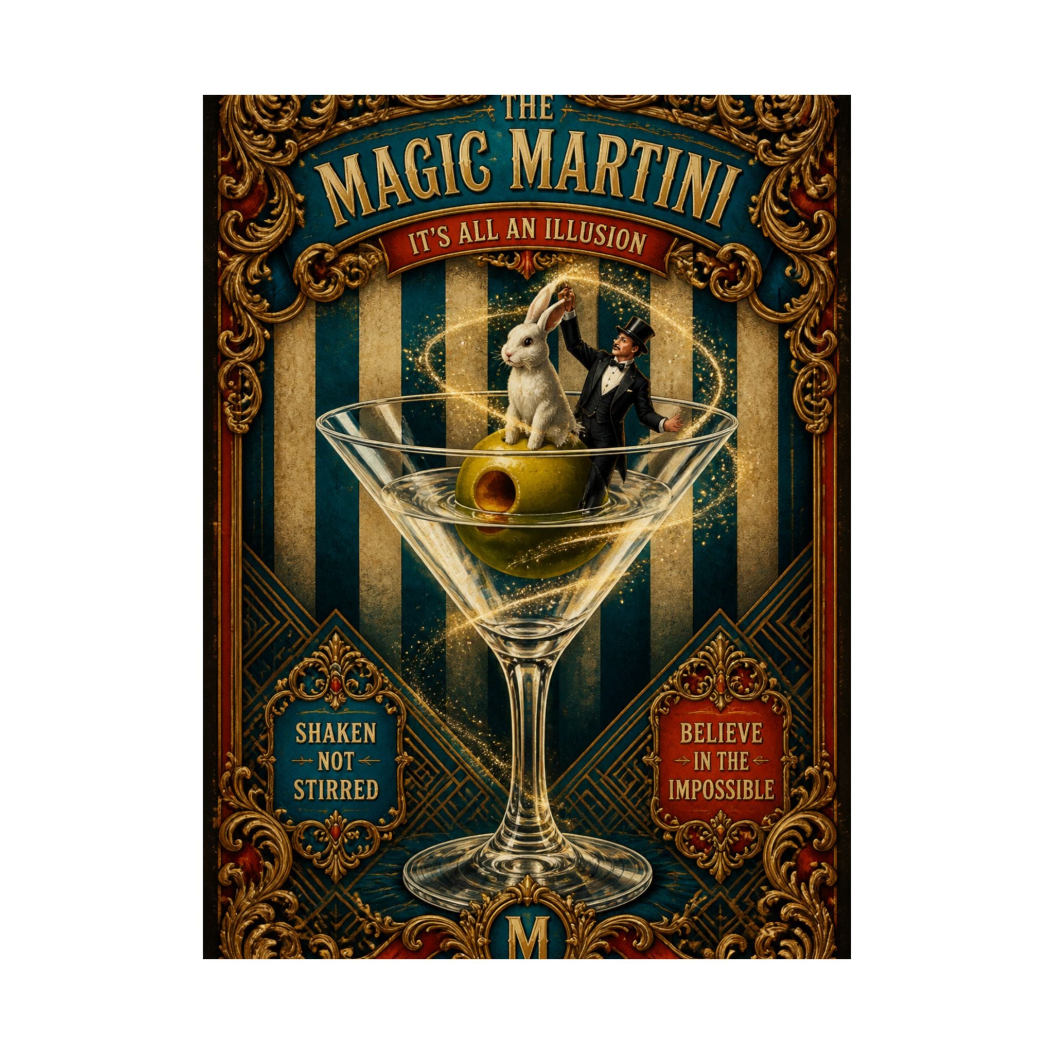 Martini Magician Wall Art Poster 18×24 Baroque Home Office Decor Maximalist Print