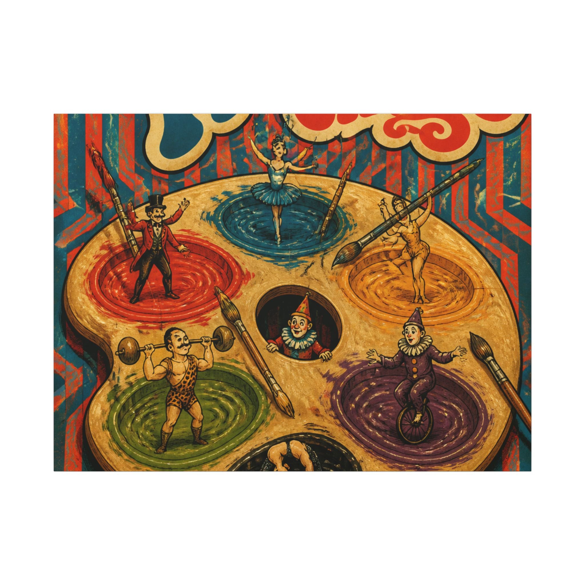 Paint Palette Stage Wall Art Canvas 24×36 Psychedelic Dining Room Decor Maximalist Print