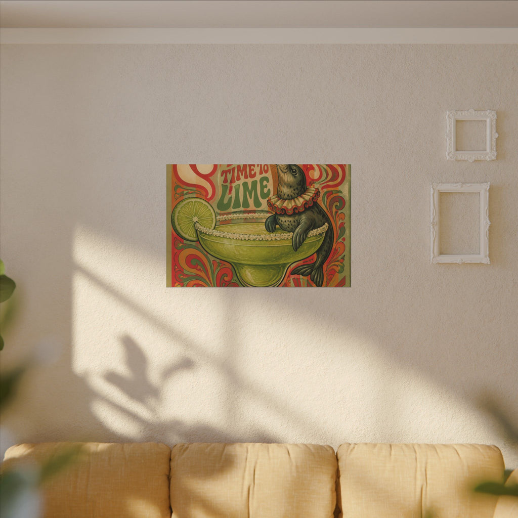 Margarita Balancing Seal Wall Art Canvas 16×20 Psychedelic Cafe Decor Maximalist Print