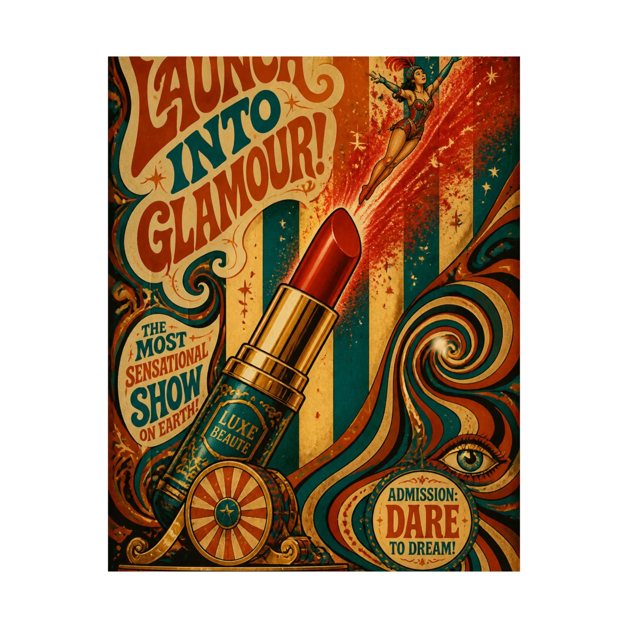Lipstick Cannon Wall Art Poster 24×36 Psychedelic Dining Room Decor Maximalist Print