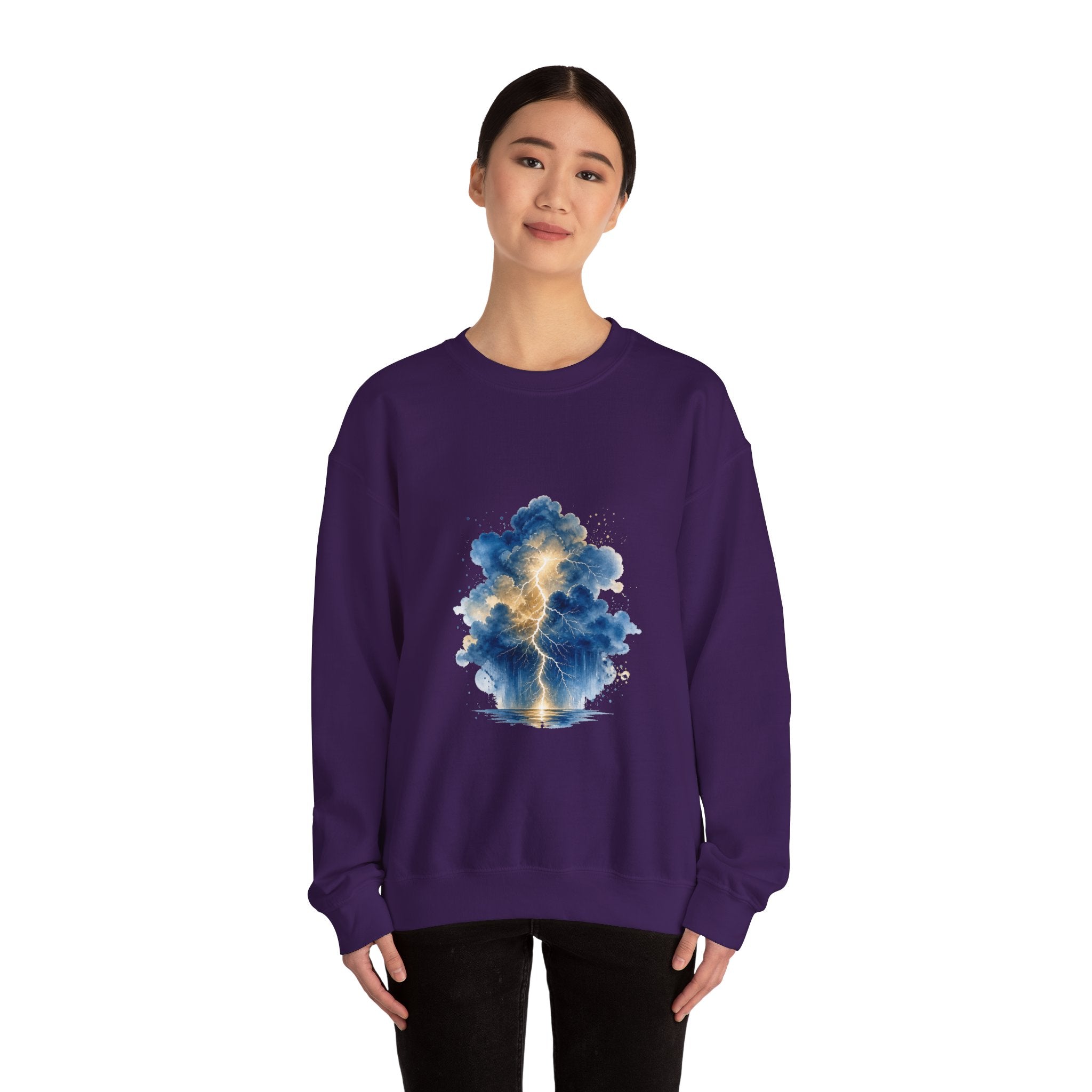 Matching Couple Sweatshirt - Storm & Rainbow Matching Couple Comfort Colors Crew Watercolor Art His Hers Birthday Gift - Design A