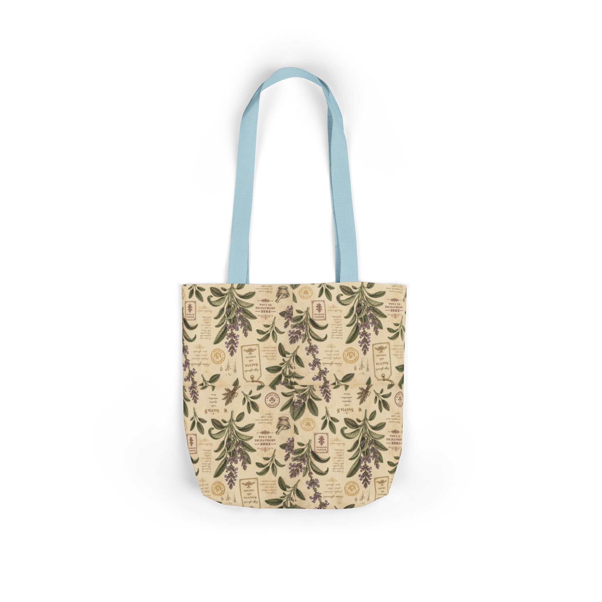 Sage Leaves Canvas Tote Bag Mediterranean Kitchen Botanical Design Italian Cottagecore Gift