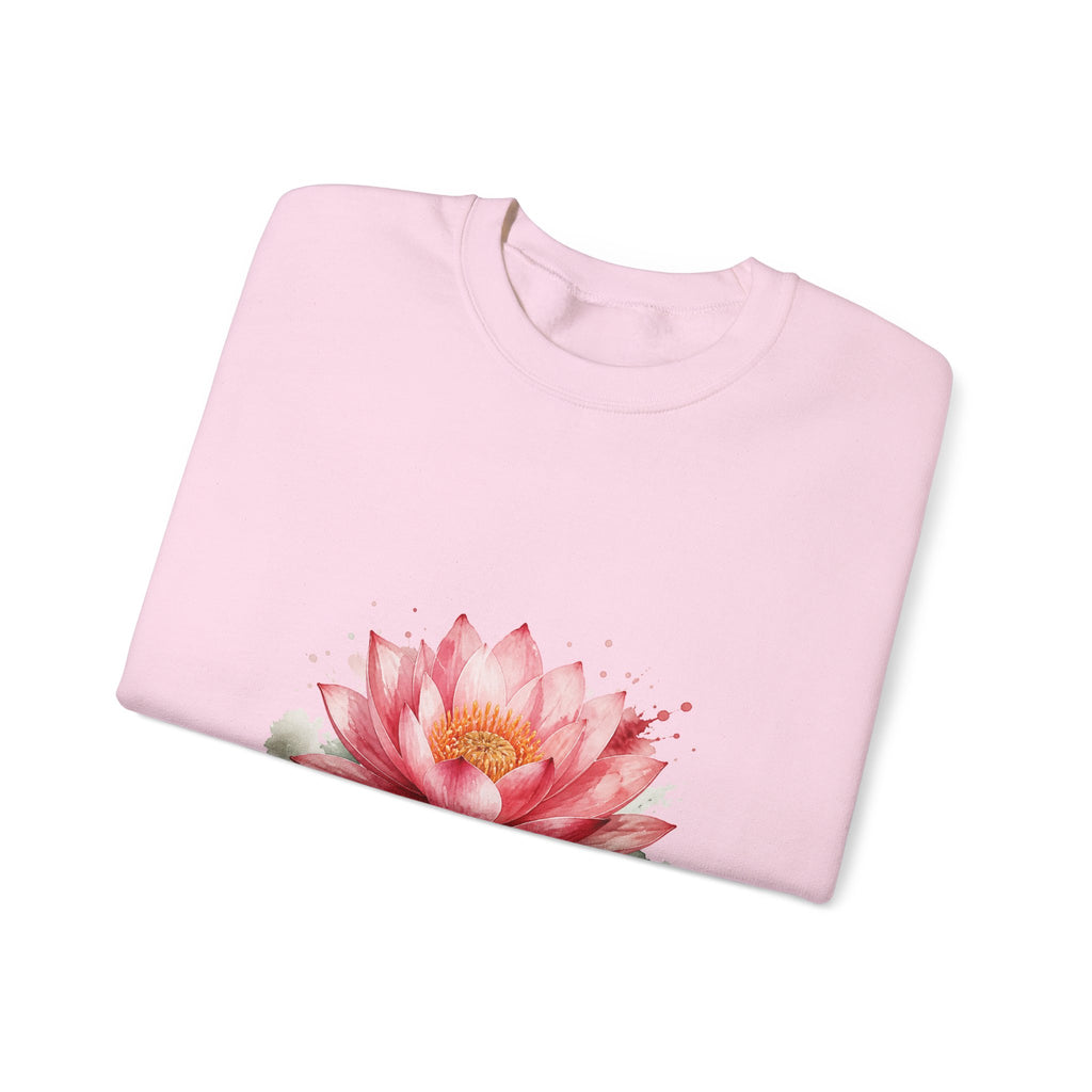 Matching Couple Sweatshirt - Open & Closed Lotus Matching Couple Crewneck Sweatshirt Watercolor Art His Hers Engagement Gift - Design A