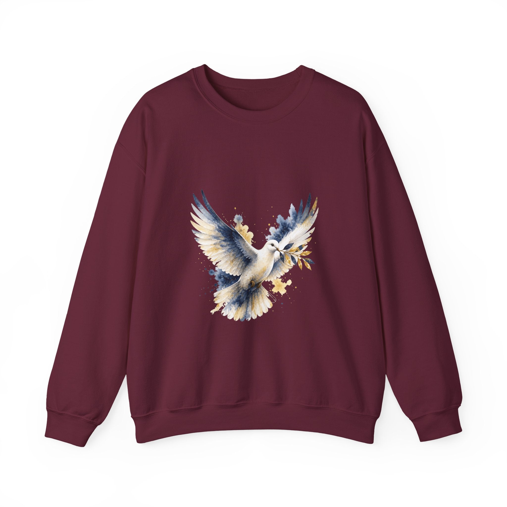 Matching Couple Sweatshirt - Wolf & Dove Matching Couple Comfort Colors Crew Watercolor Art His Hers Birthday Gift - Design B