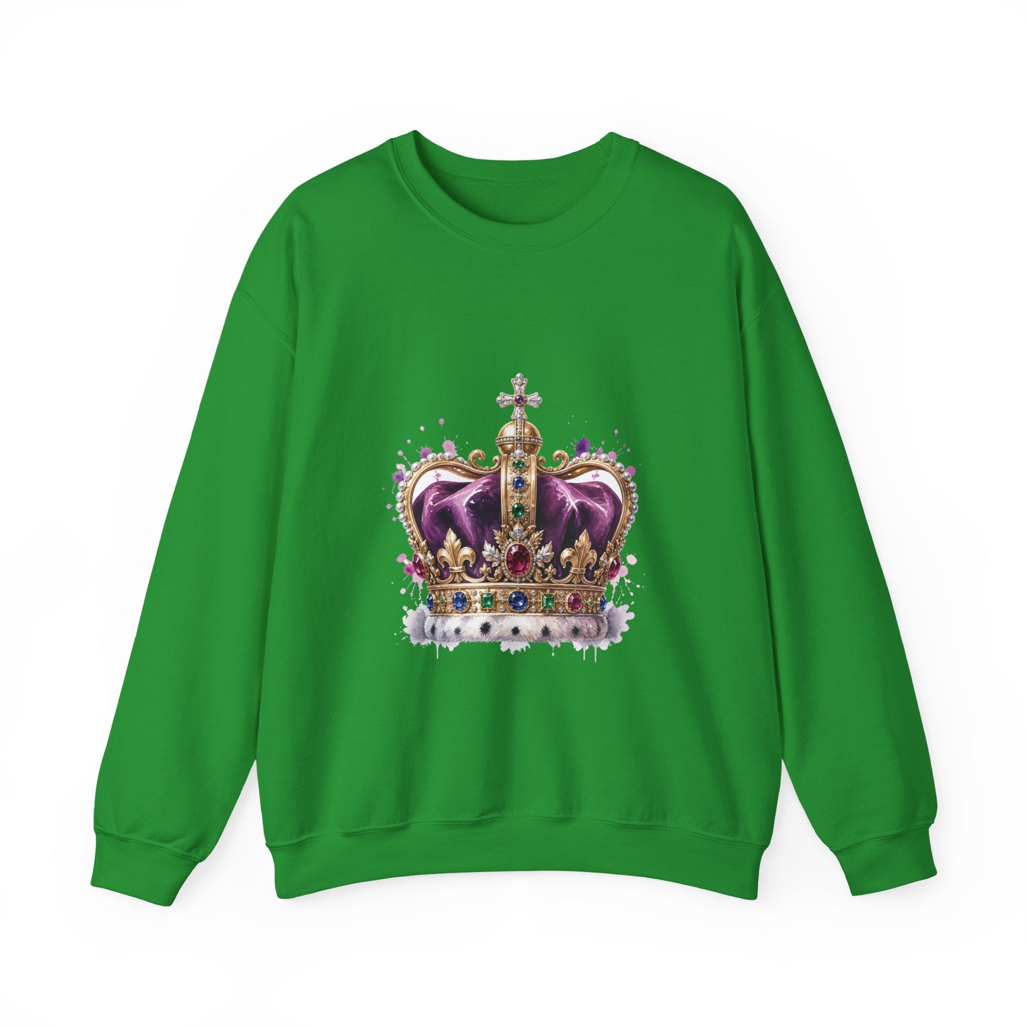 Matching Couple Sweatshirt - Crown & Shield Matching Couple Crewneck Sweatshirt Watercolor Art His Hers Engagement Gift - Design A