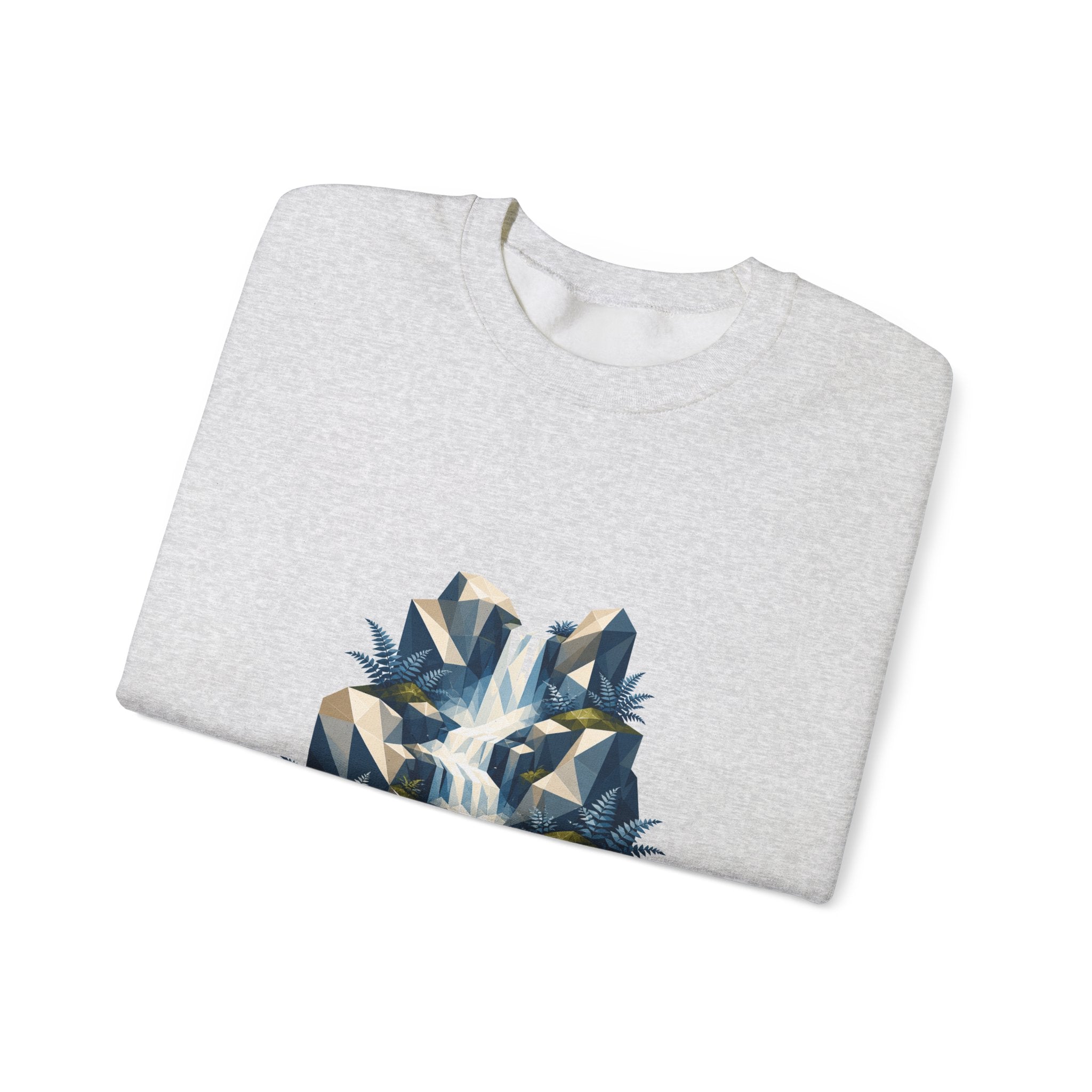 Matching Couple Sweatshirt - Wildfire & Waterfall Matching Couple Crewneck Sweatshirt Geometric Art His Hers Couple Gift - Design B