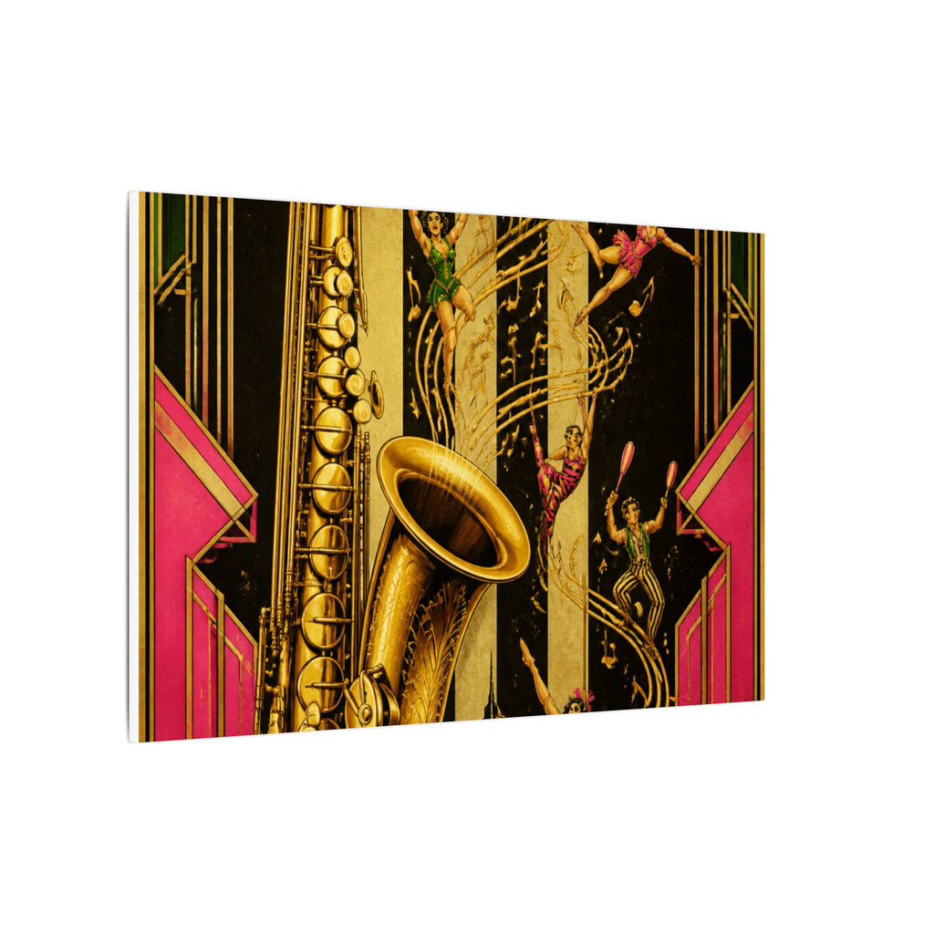 Saxophone Music Circus Wall Art Canvas 24×36 Art Deco Bar Area Decor Maximalist Print