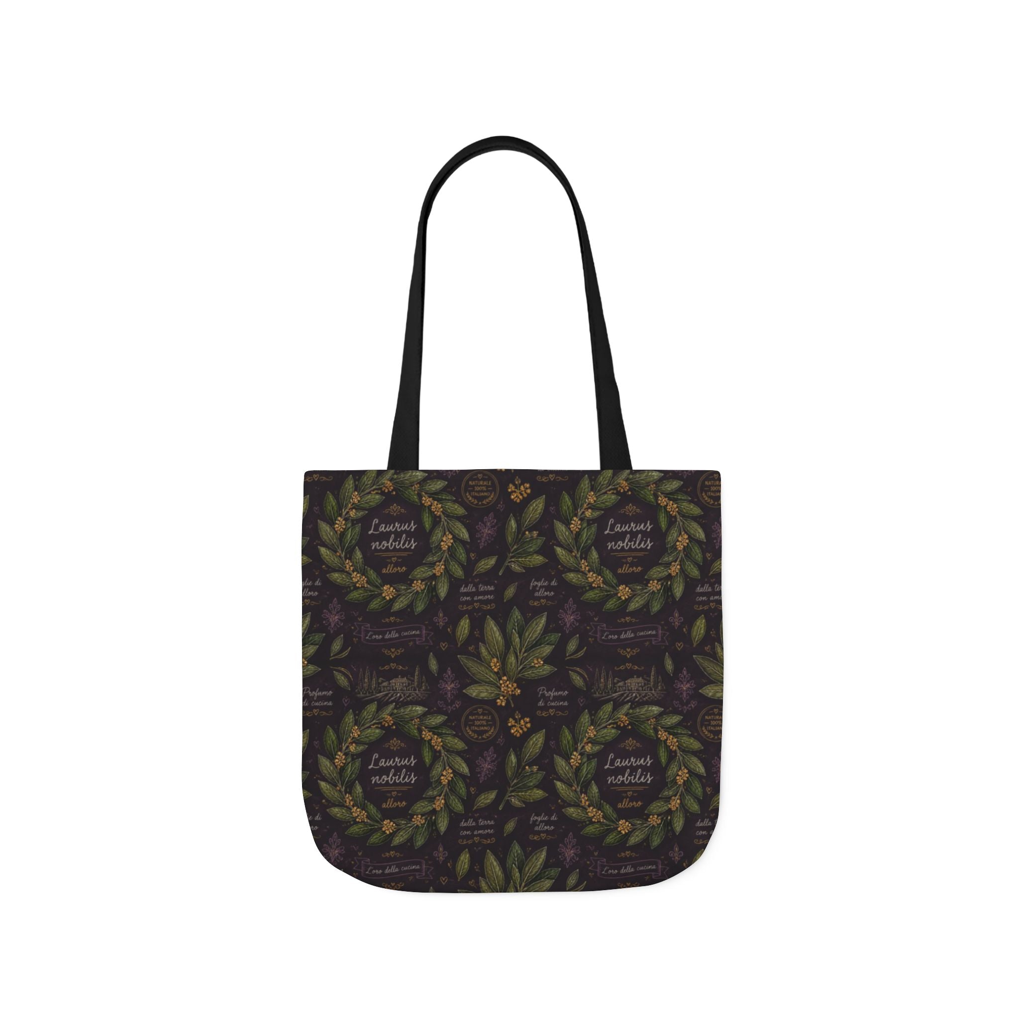 Bay Laurel Wreath Canvas Tote Bag Mediterranean Kitchen Chalk Art Design Italian Cottagecore Gift