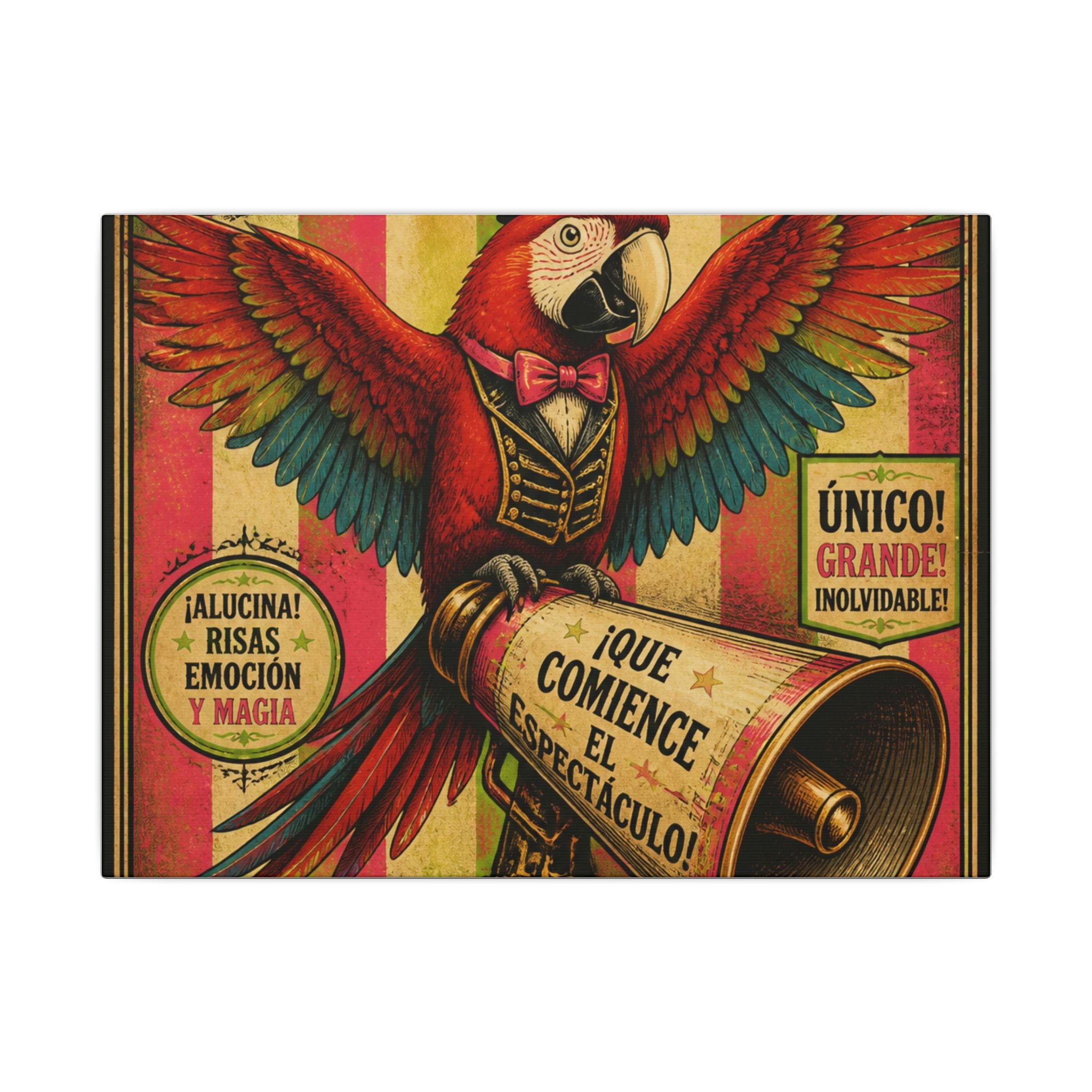 Parrot Ringmaster Wall Art Canvas 16×20 Vintage Circus Kitchen Decor Maximalist Print