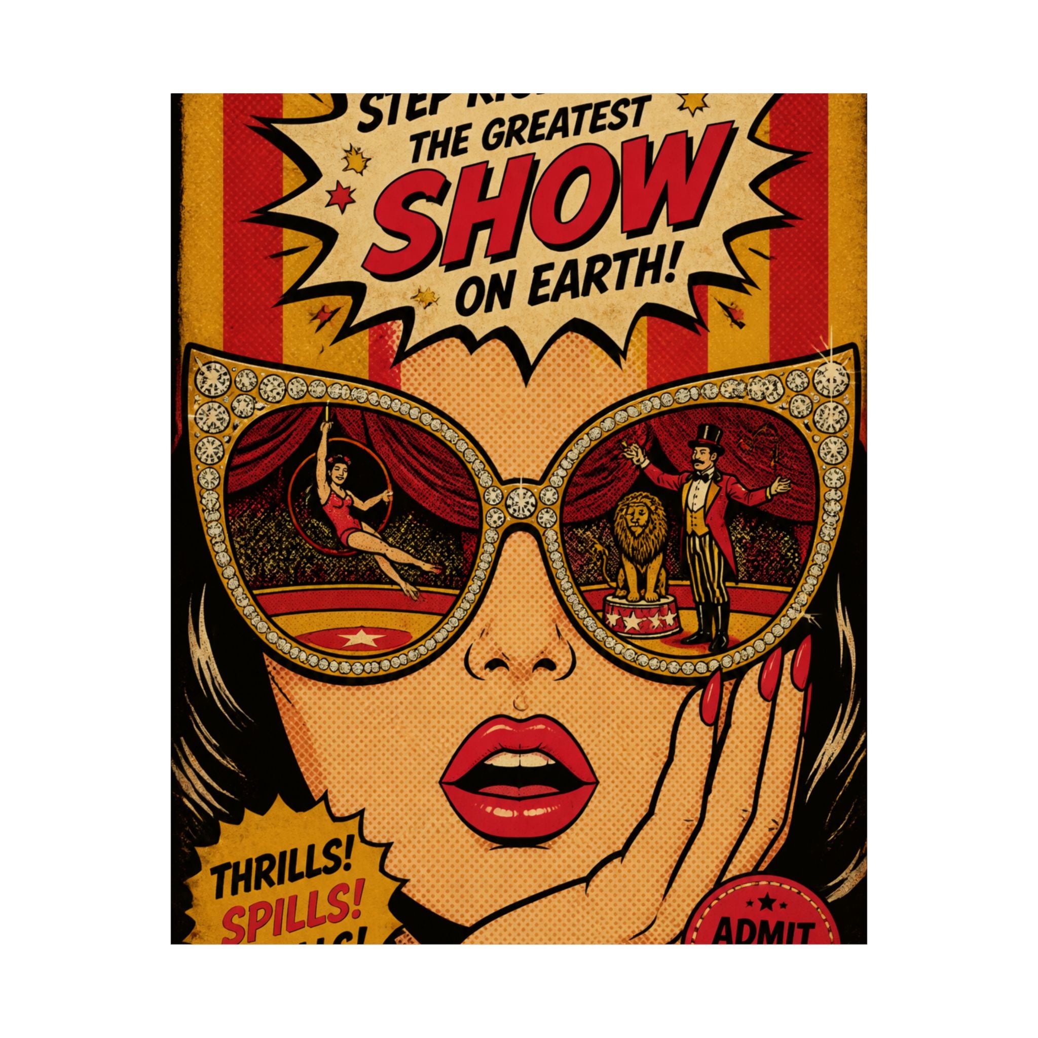Sunglasses Circus Ring Wall Art Poster 18×24 Pop Art Living Room Decor Maximalist Print