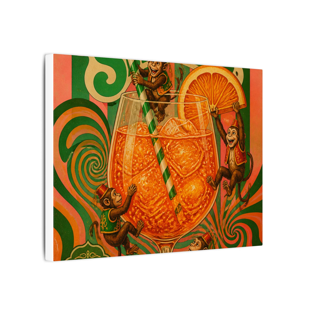 Aperol Spritz Monkeys Wall Art Canvas 16×20 Psychedelic Cafe Decor Maximalist Print