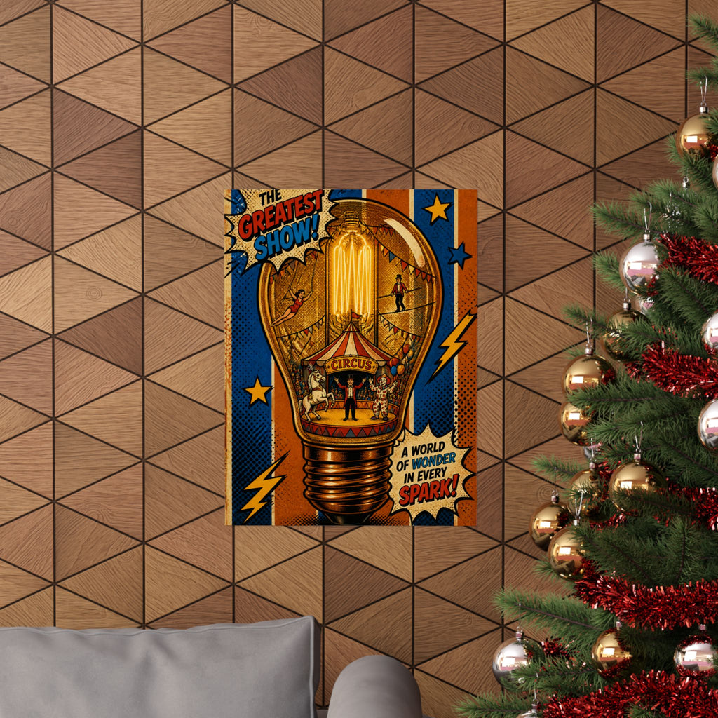 Light Bulb Circus Wall Art Poster 24×36 Pop Art Restaurant Decor Maximalist Print