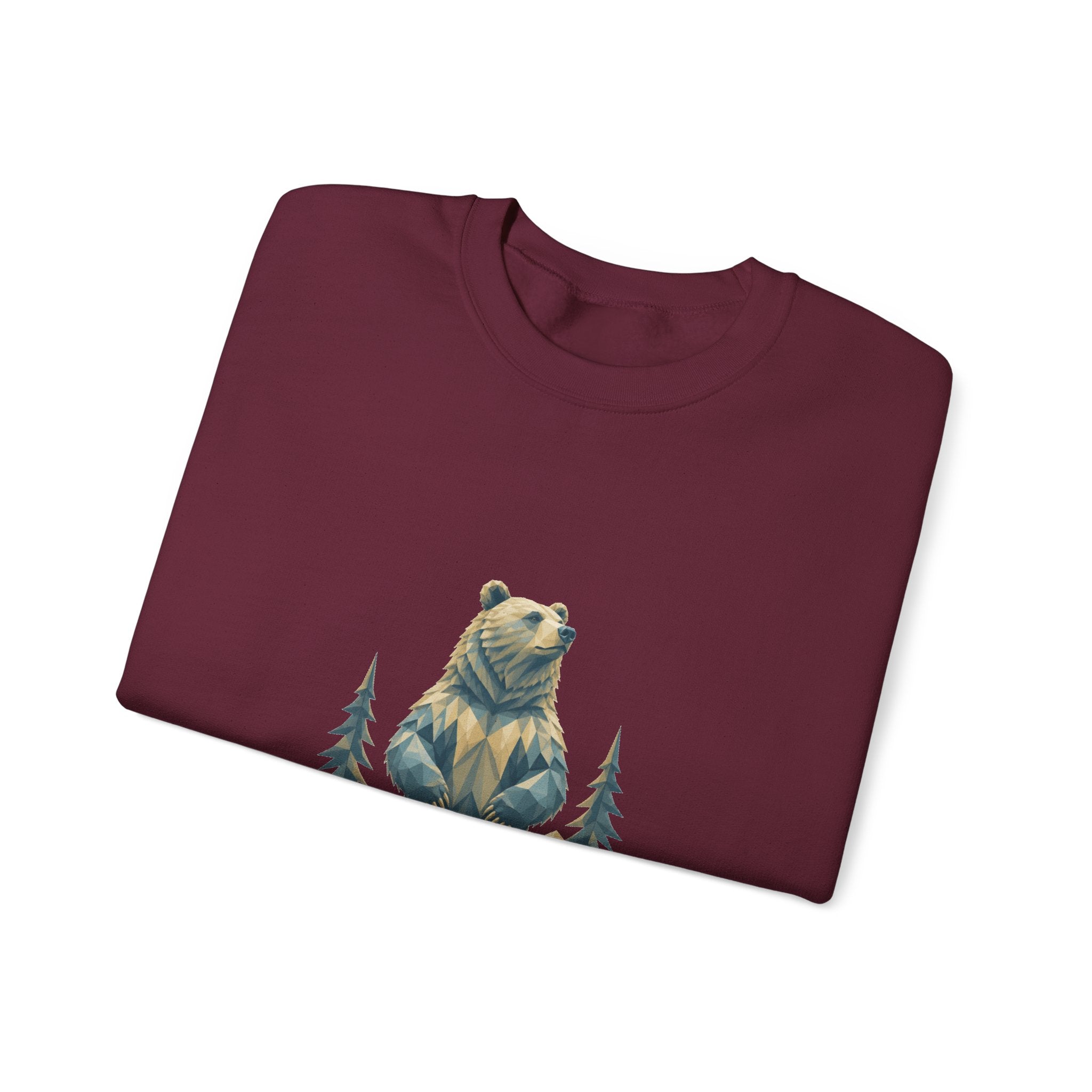 Matching Couple Sweatshirt - Bear & Deer Matching Couple Premium Fleece Sweatshirt Geometric Art His Hers Love Gift - Design A
