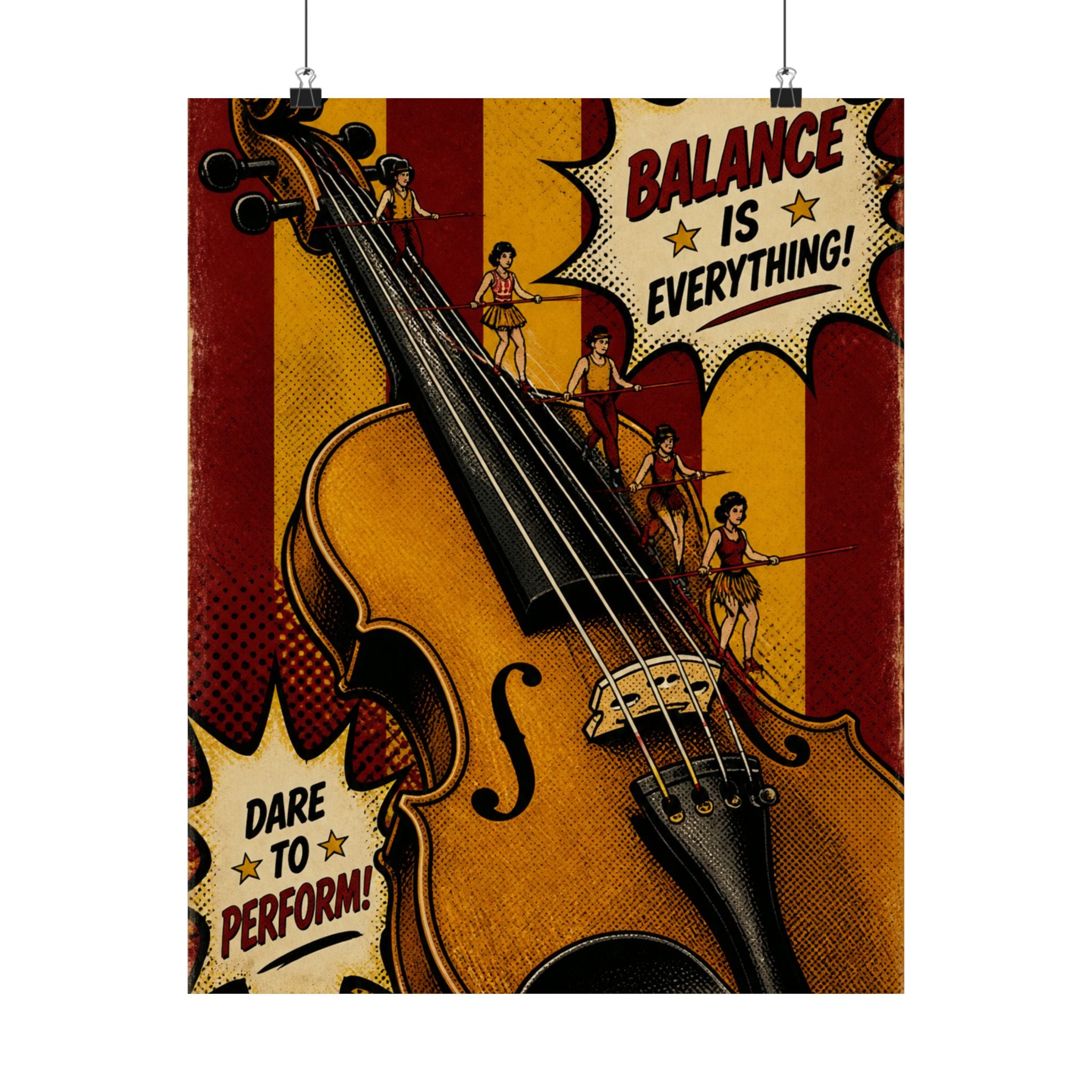 Violin Tightrope Bridge Wall Art Poster 18×24 Pop Art Living Room Decor Maximalist Print