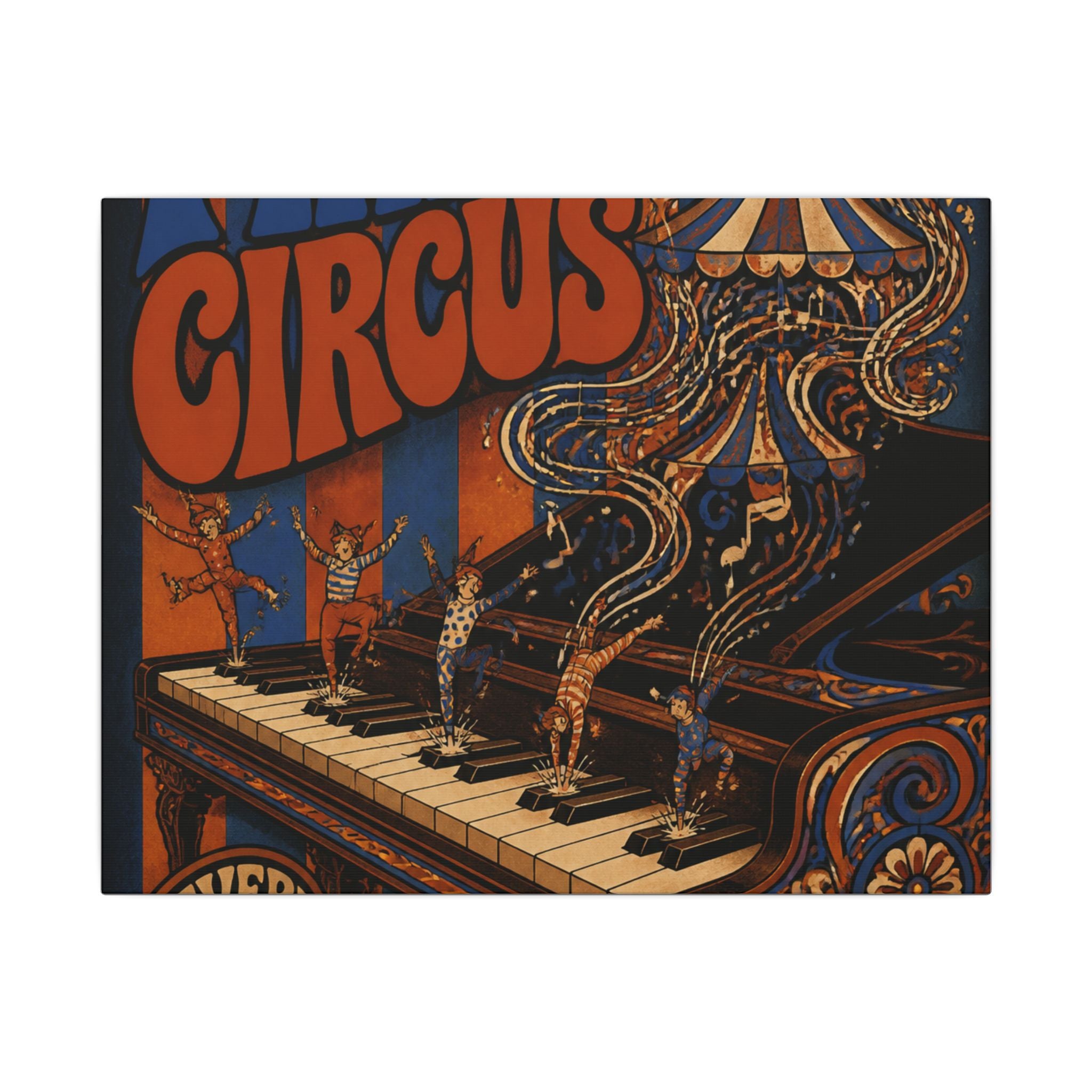 Grand Piano Acrobats Wall Art Canvas 24×36 Psychedelic Dining Room Decor Maximalist Print