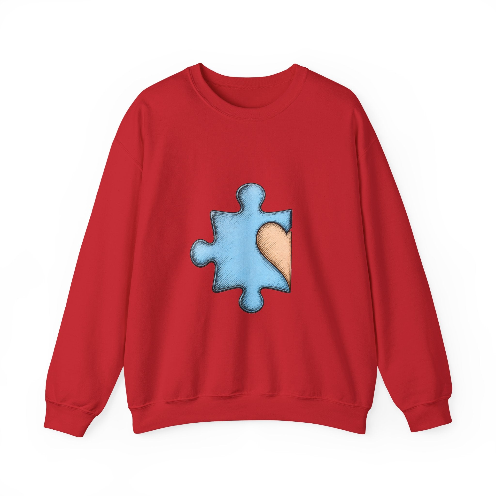 Matching Couple Sweatshirt - Puzzle Pieces Matching Couple Crewneck Sweatshirt Hand-Drawn Art His Hers Best Friend Gift - Design A