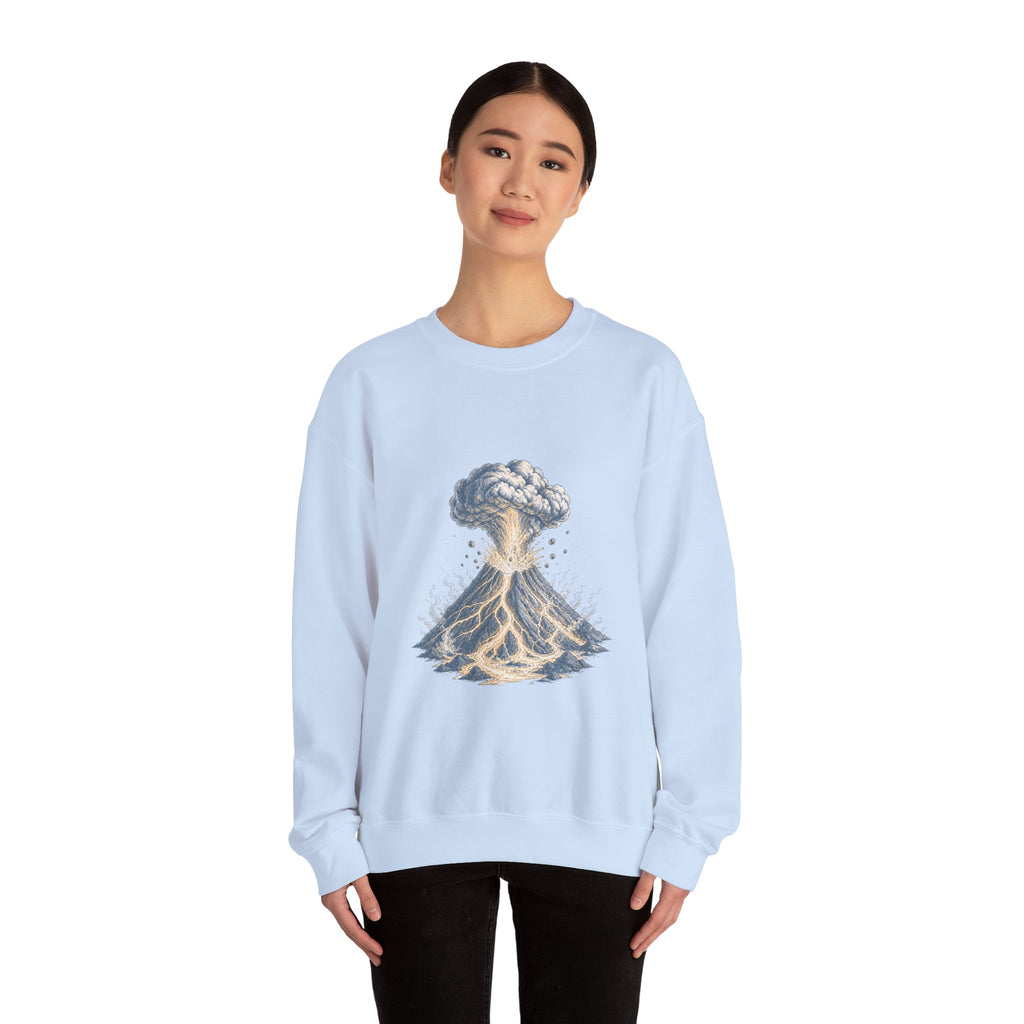 Matching Couple Sweatshirt - Volcano & Glacier Matching Couple Comfort Colors Crew Hand-Drawn Art His Hers Anniversary Gift - Design A