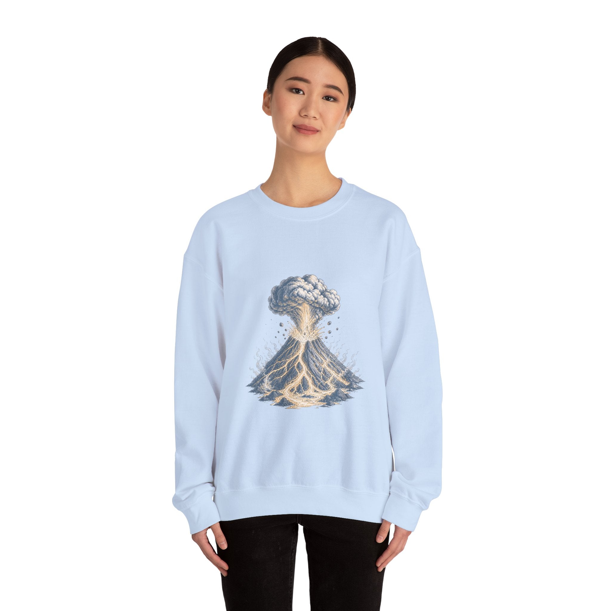 Matching Couple Sweatshirt - Volcano & Glacier Matching Couple Comfort Colors Crew Hand-Drawn Art His Hers Anniversary Gift - Design A