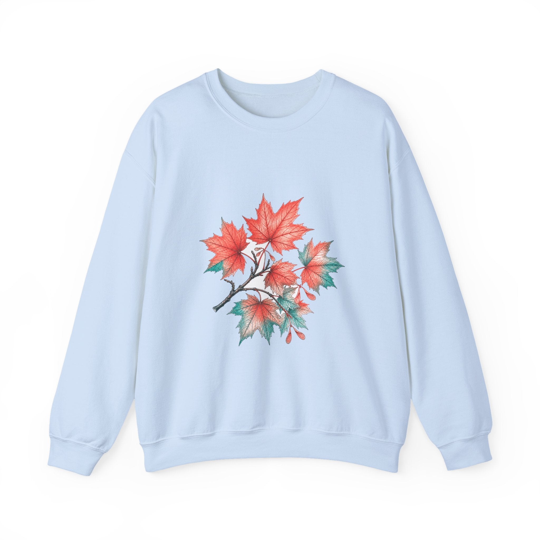 Matching Couple Sweatshirt - Cherry Blossom & Maple Leaf Matching Couple Premium Fleece Sweatshirt Hand-Drawn Art His Hers Anniversary Gift - Design B