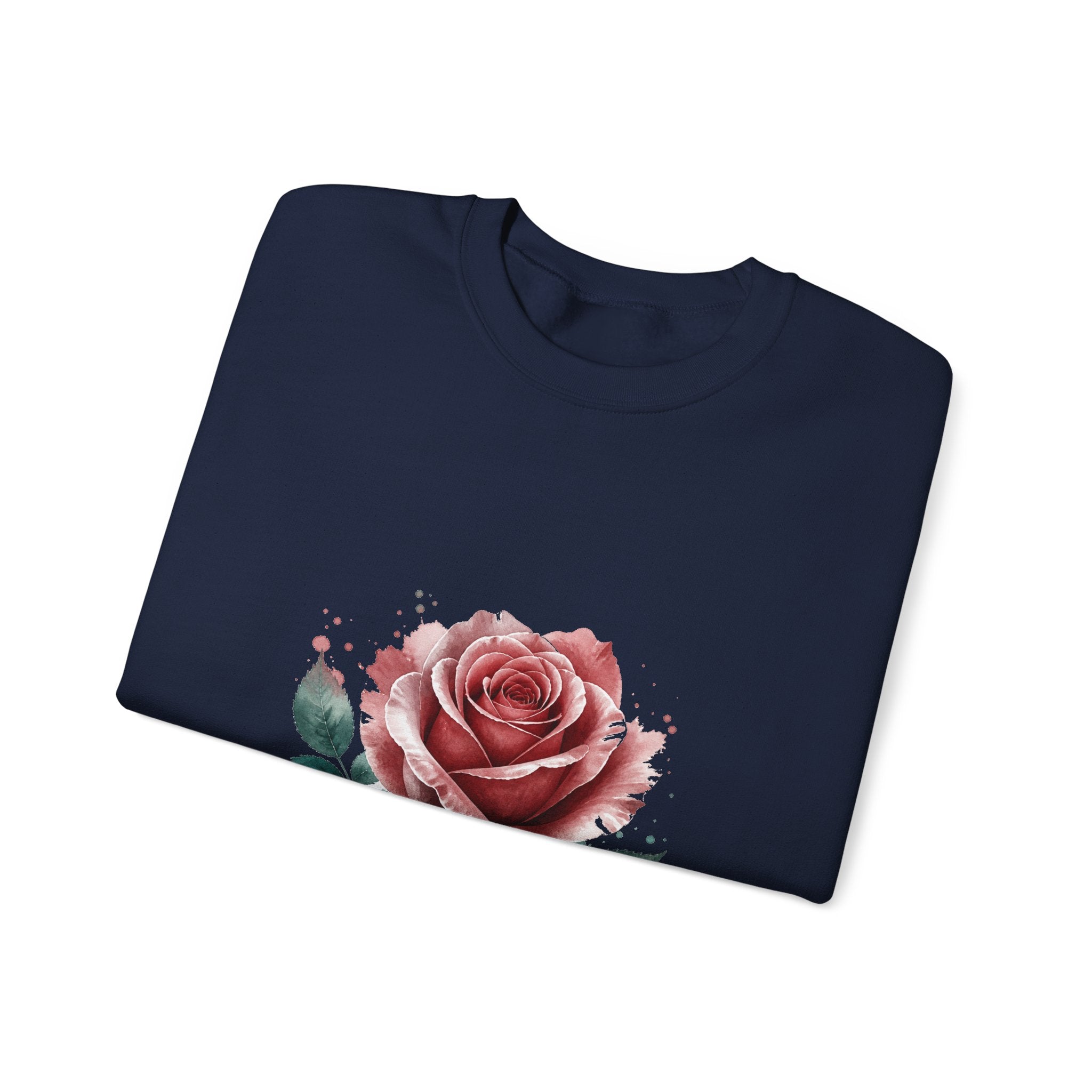 Matching Couple Sweatshirt - Rose & Thorn Matching Couple Crewneck Sweatshirt Watercolor Art His Hers Engagement Gift - Design A