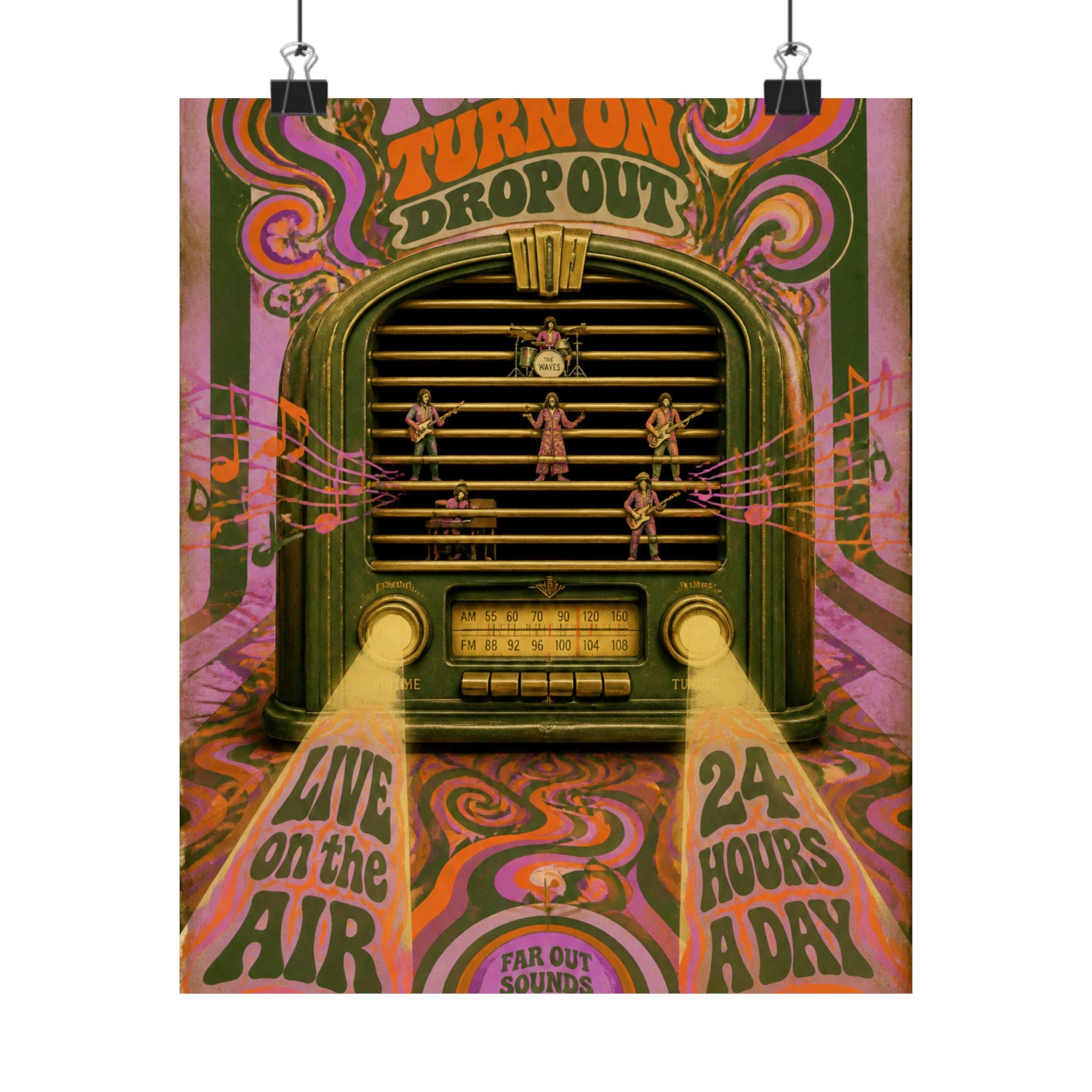 Vintage Radio Stage Wall Art Poster 24×36 Psychedelic Dining Room Decor Maximalist Print