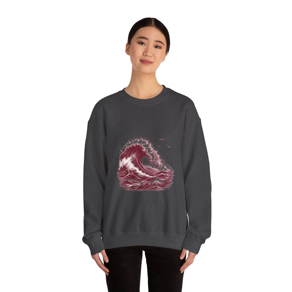 Matching Couple Sweatshirt - Mountain & Ocean Matching Couple Crewneck Sweatshirt Hand-Drawn Art His Hers Best Friend Gift - Design B