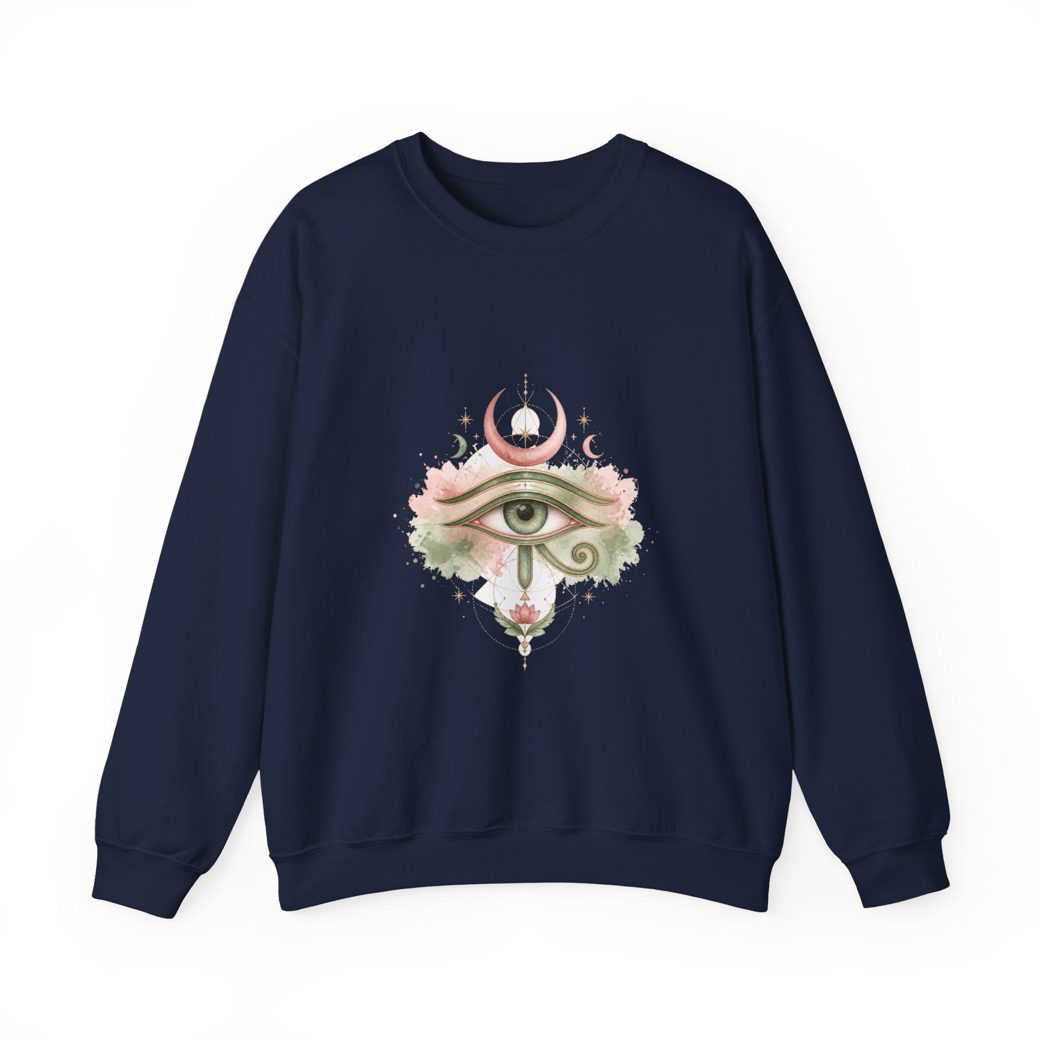 Matching Couple Sweatshirt - Eye of Ra & Horus Matching Couple Comfort Colors Crew Watercolor Art His Hers Birthday Gift - Design B