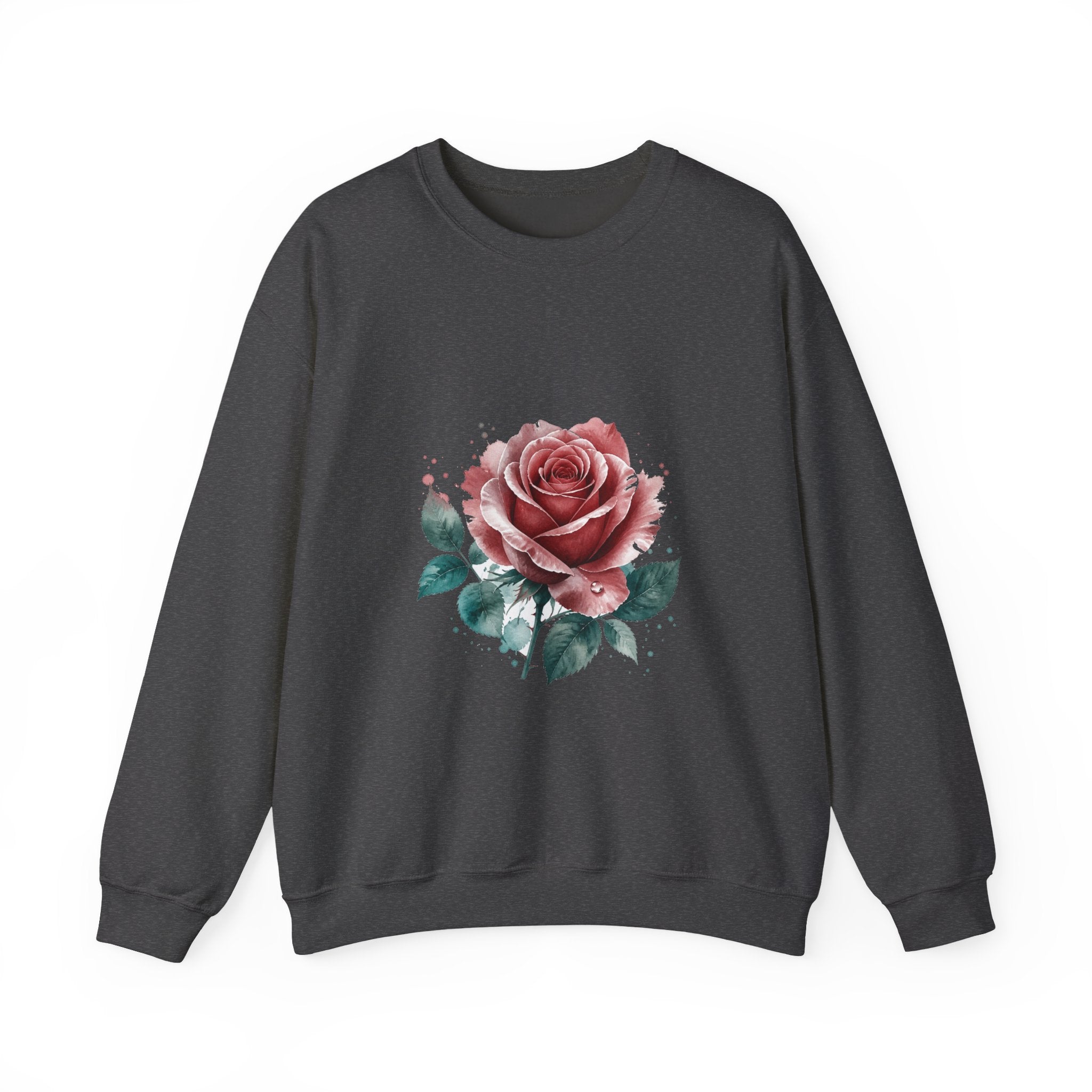 Matching Couple Sweatshirt - Rose & Thorn Matching Couple Crewneck Sweatshirt Watercolor Art His Hers Engagement Gift - Design A