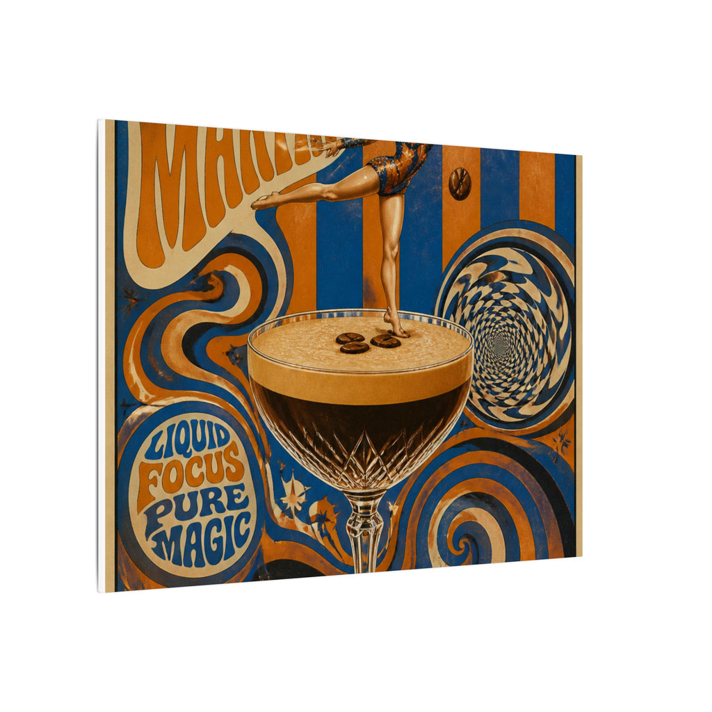 Espresso Martini Acrobat Wall Art Canvas 16×20 Psychedelic Cafe Decor Maximalist Print