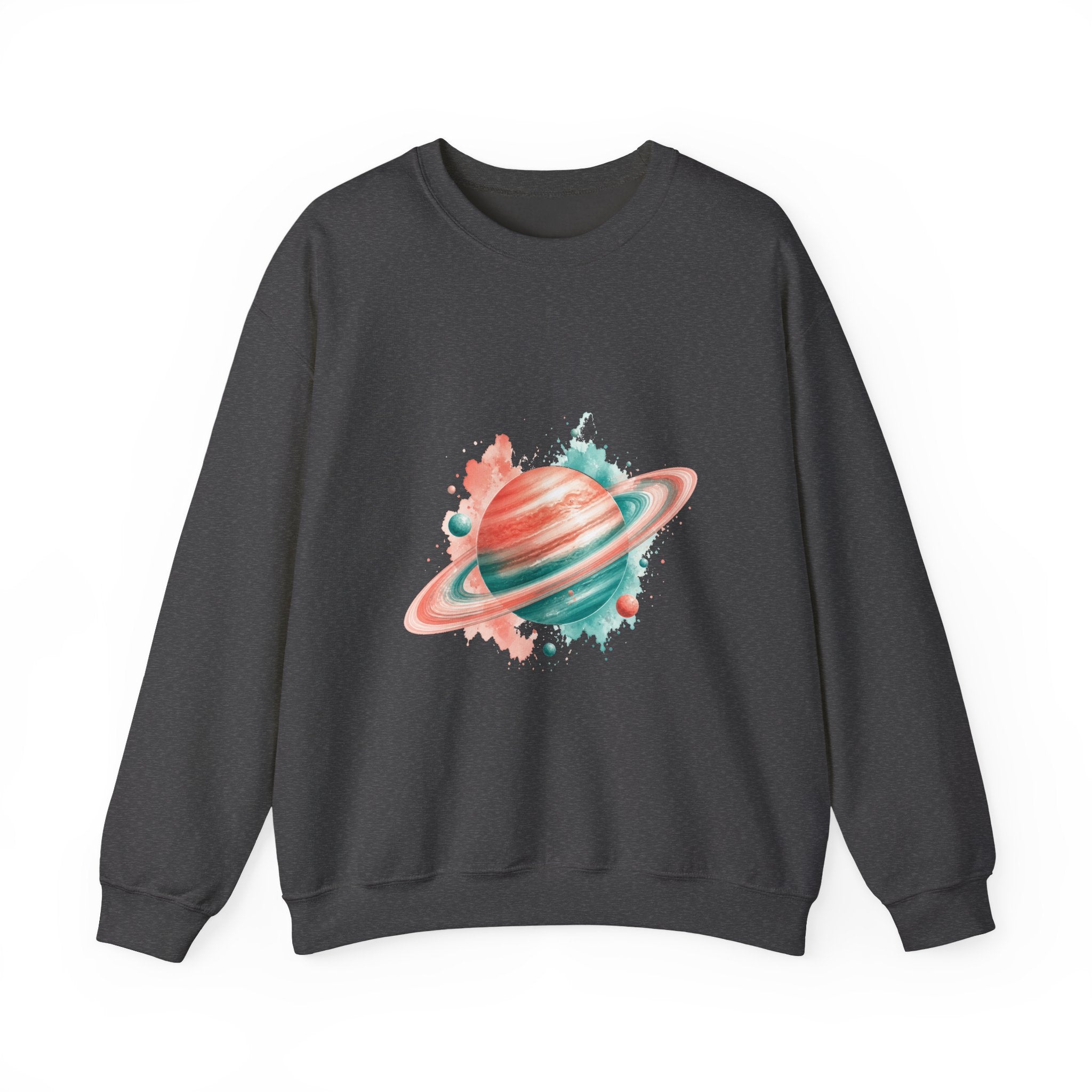 Matching Couple Sweatshirt - Saturn & Jupiter Matching Couple Premium Fleece Sweatshirt Watercolor Art His Hers Birthday Gift - Design A