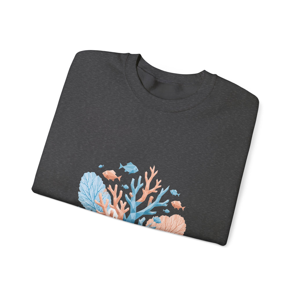 Matching Couple Sweatshirt - Coral Reef & Deep Sea Matching Couple Crewneck Sweatshirt Geometric Art His Hers Couple Gift - Design A