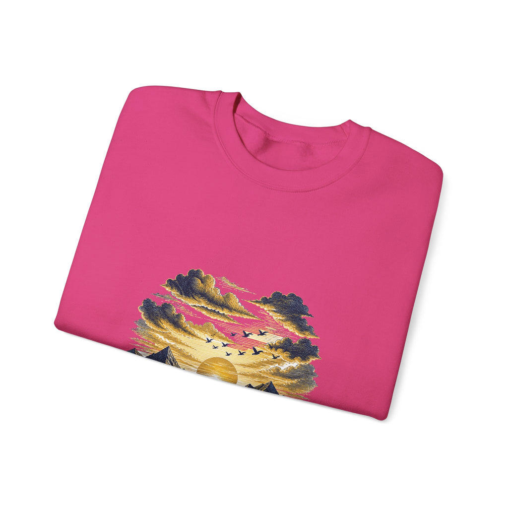 Matching Couple Sweatshirt - Sunrise & Sunset Matching Couple Premium Fleece Sweatshirt Hand-Drawn Art His Hers Anniversary Gift - Design B