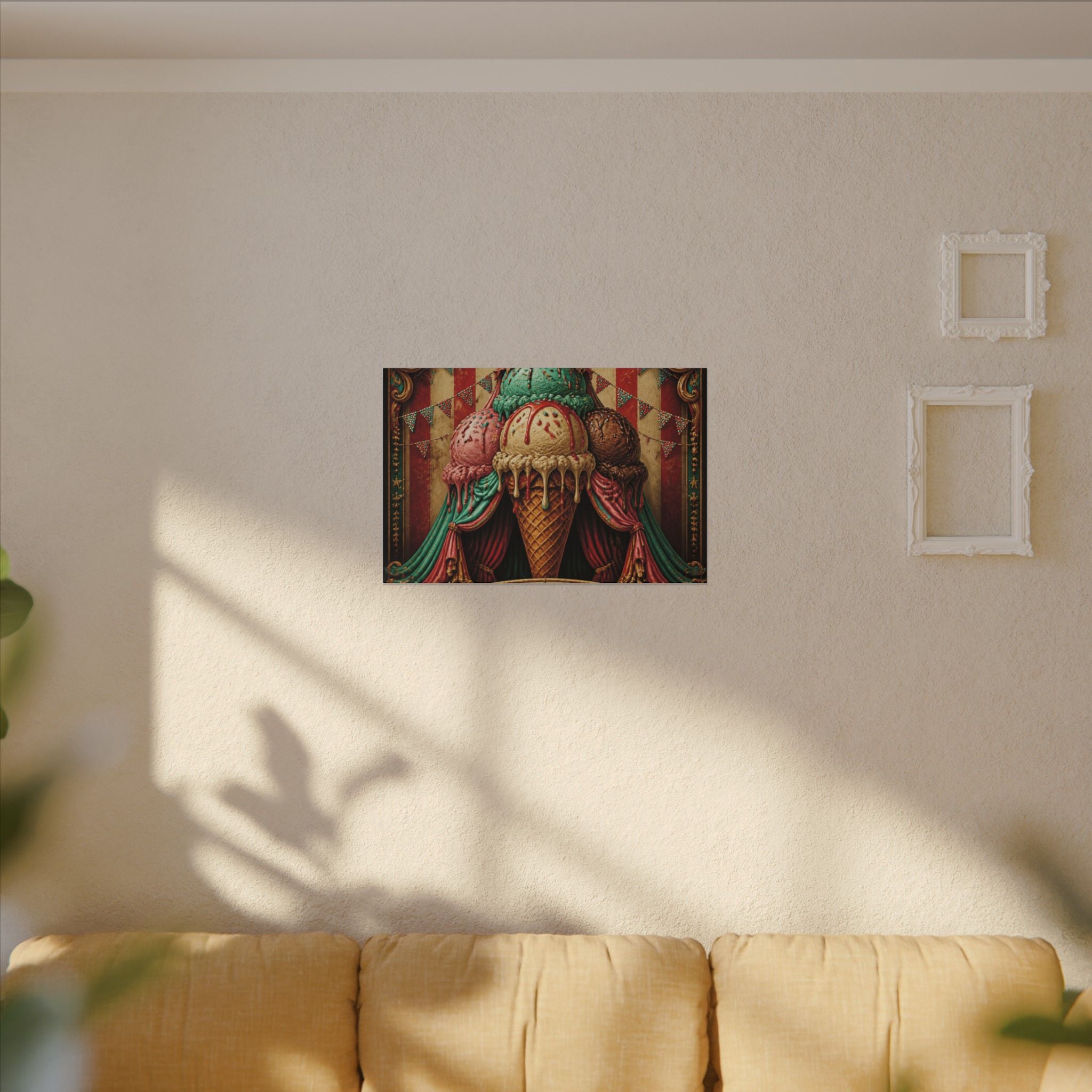 Ice Cream Cone Circus Tent Wall Art Canvas 24×36 Baroque Studio Decor Maximalist Print