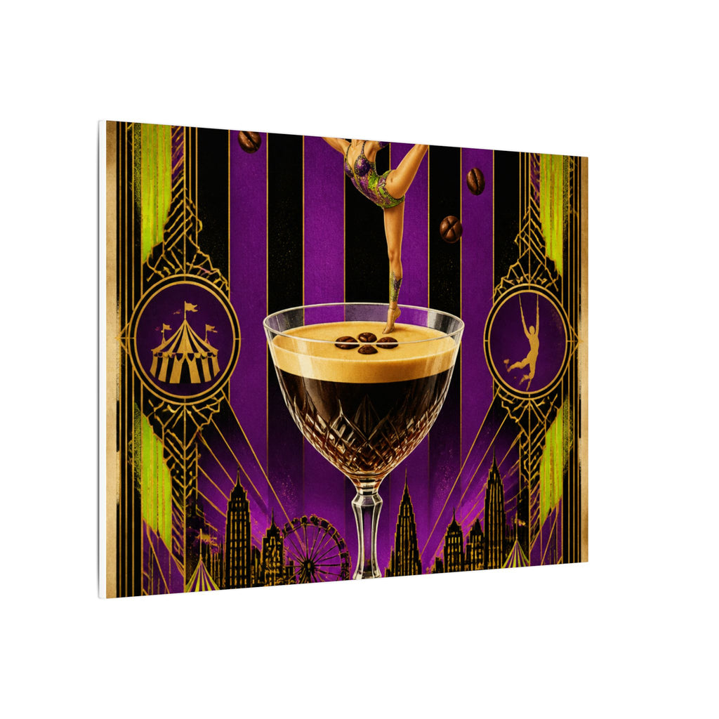 Espresso Martini Acrobat Wall Art Canvas 24×36 Art Deco Bar Area Decor Maximalist Print