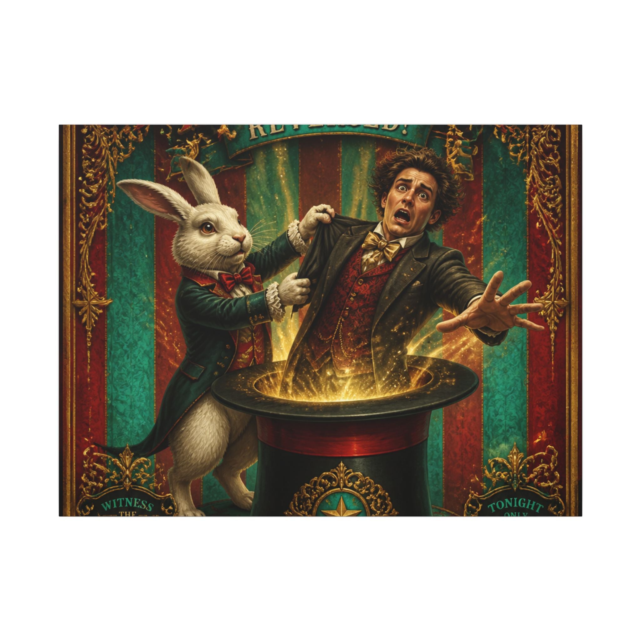 Magic Hat Rabbit Wall Art Canvas 16×20 Baroque Home Office Decor Maximalist Print
