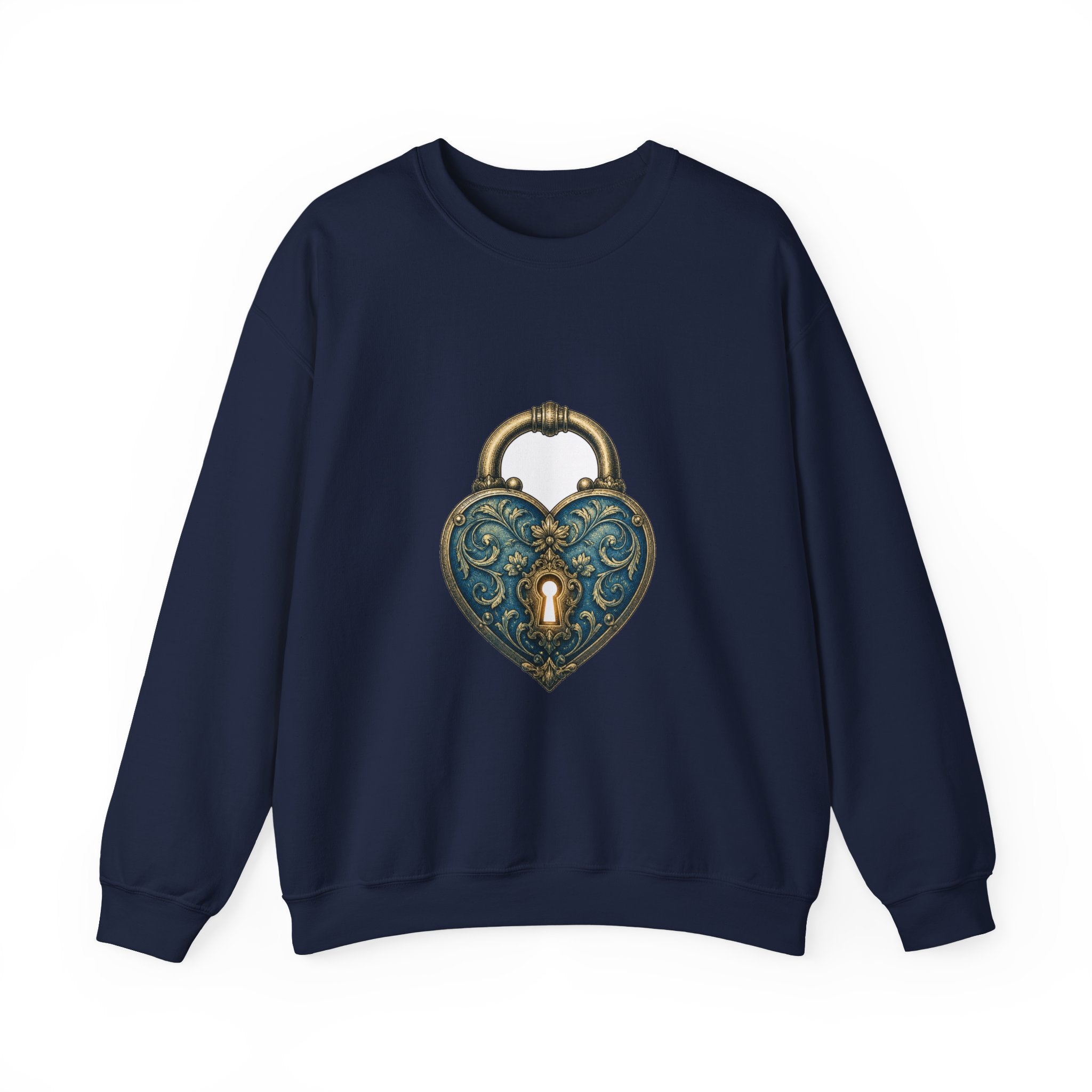Matching Couple Sweatshirt - Key & Lock Matching Couple Crewneck Sweatshirt Vintage Art His Hers Wedding Gift - Design B