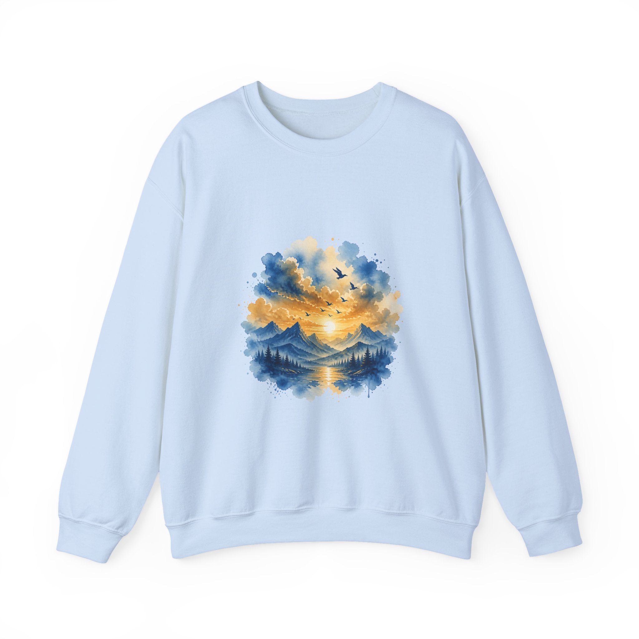 Matching Couple Sweatshirt - Sunrise & Sunset Matching Couple Crewneck Sweatshirt Watercolor Art His Hers Engagement Gift - Design B